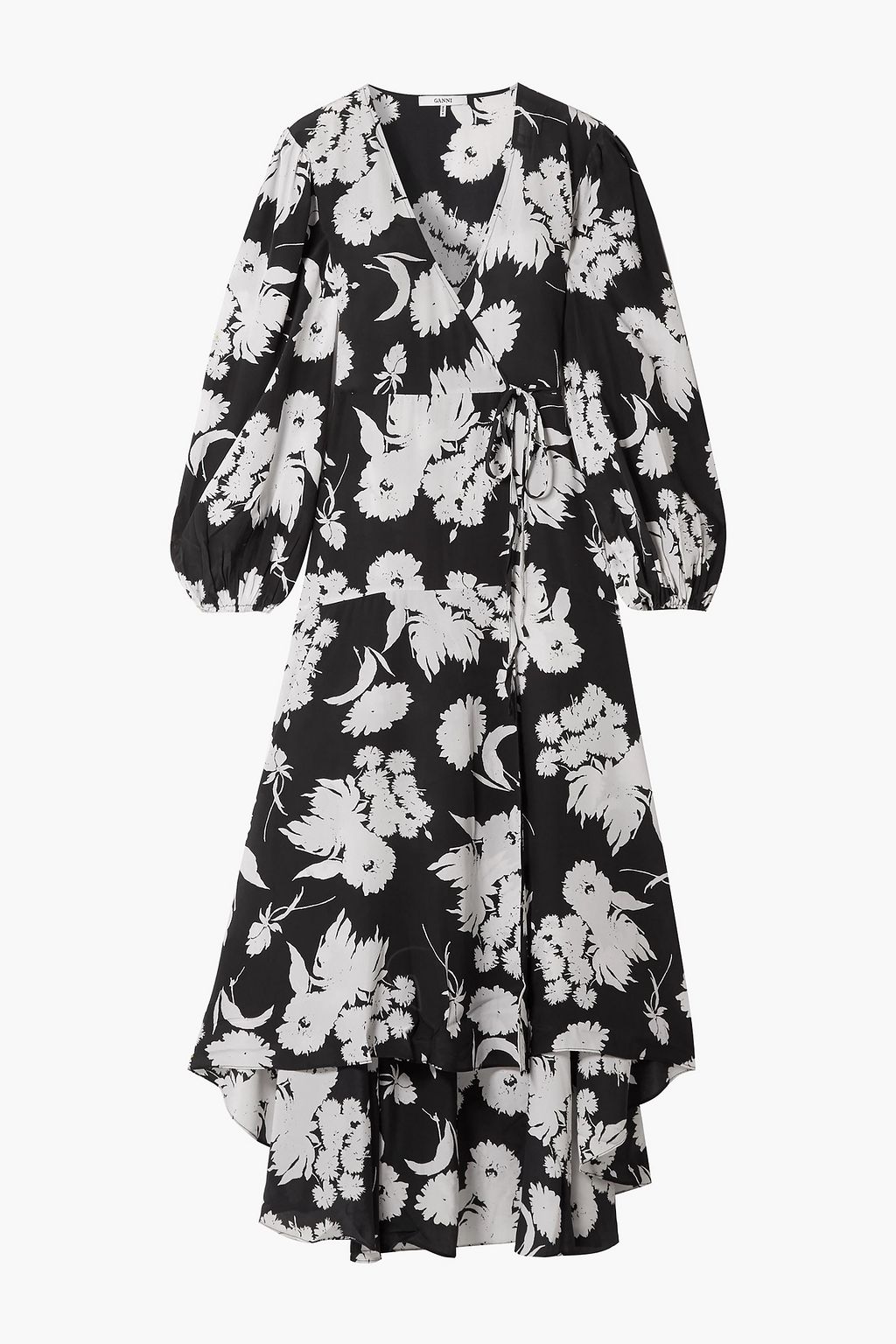 ganni black floral dress