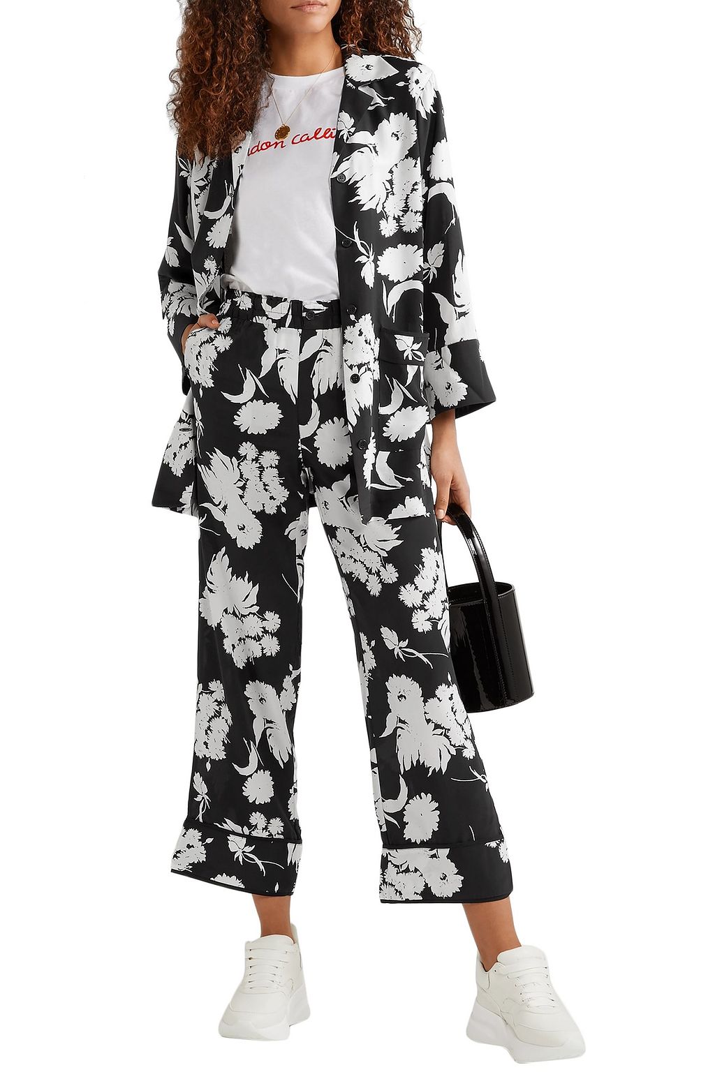 GANNI Kochhar floral-print silk-crepe shirt