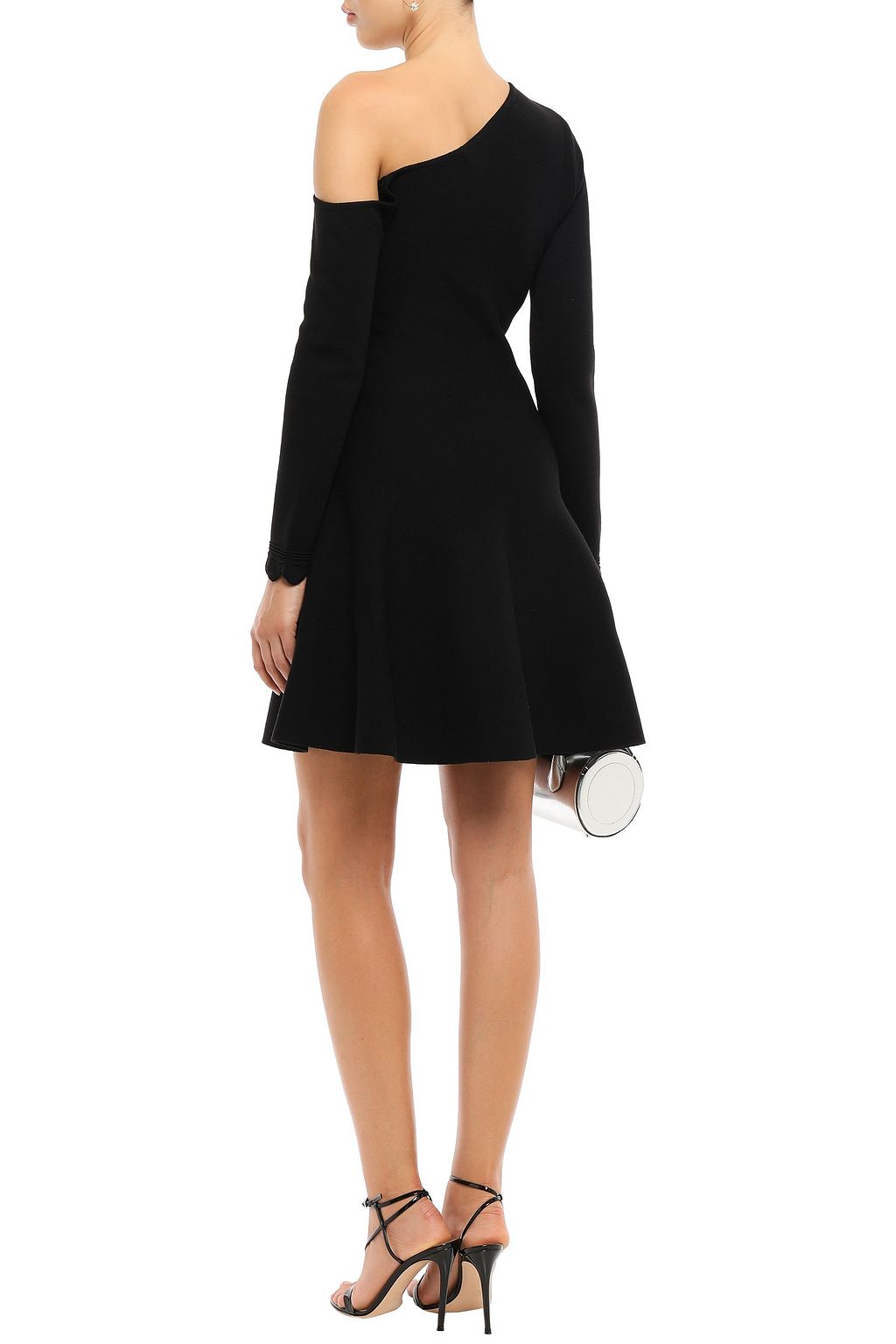 OSCAR DE LA RENTA Flared one-shoulder wool-blend mini dress