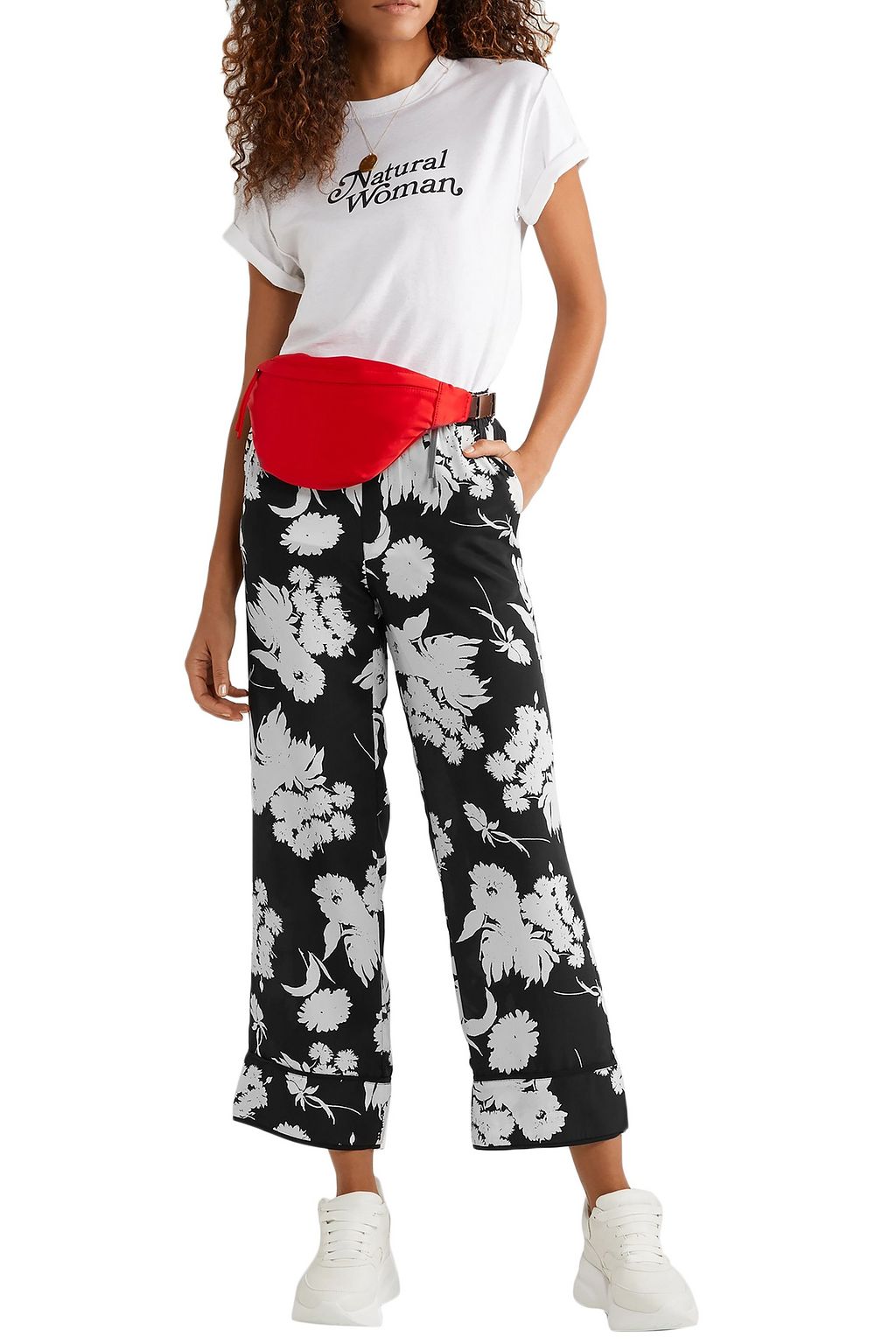 GANNI Floral-print silk crepe de chine wide-leg pants