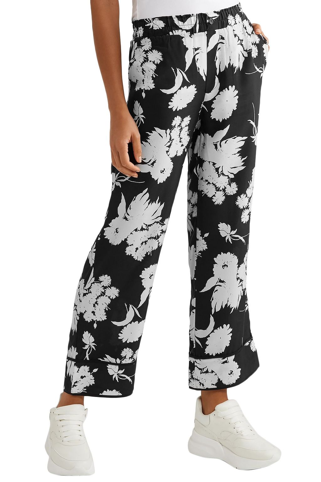 GANNI Floral-print silk crepe de chine wide-leg pants