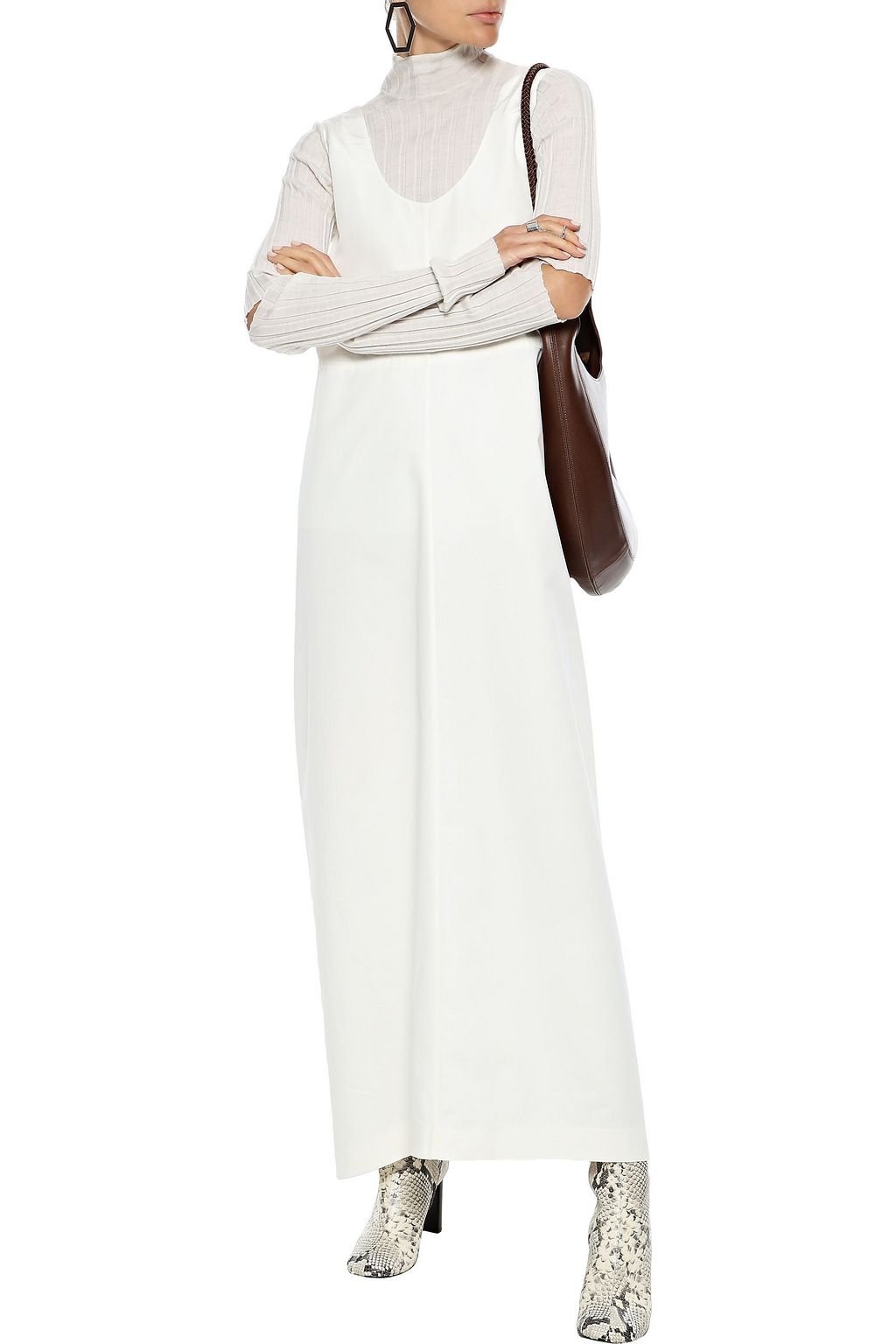 JIL SANDER Cotton and silk-blend maxi dress