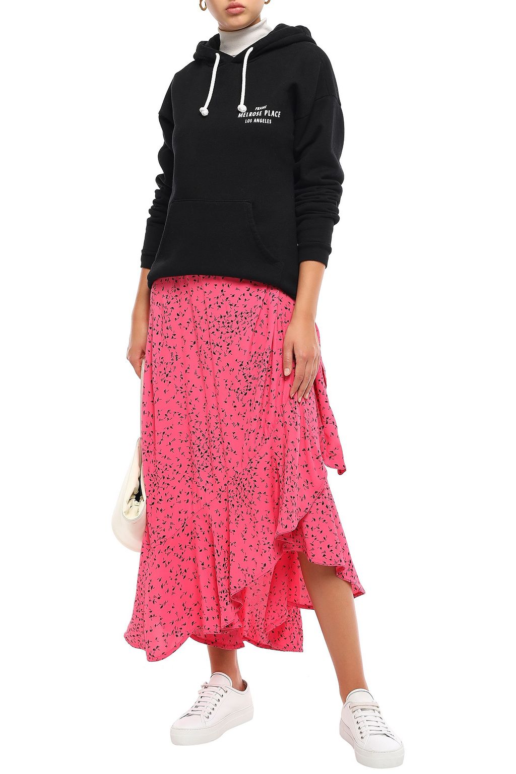GANNI Barra floral-print crepe de chine midi wrap skirt