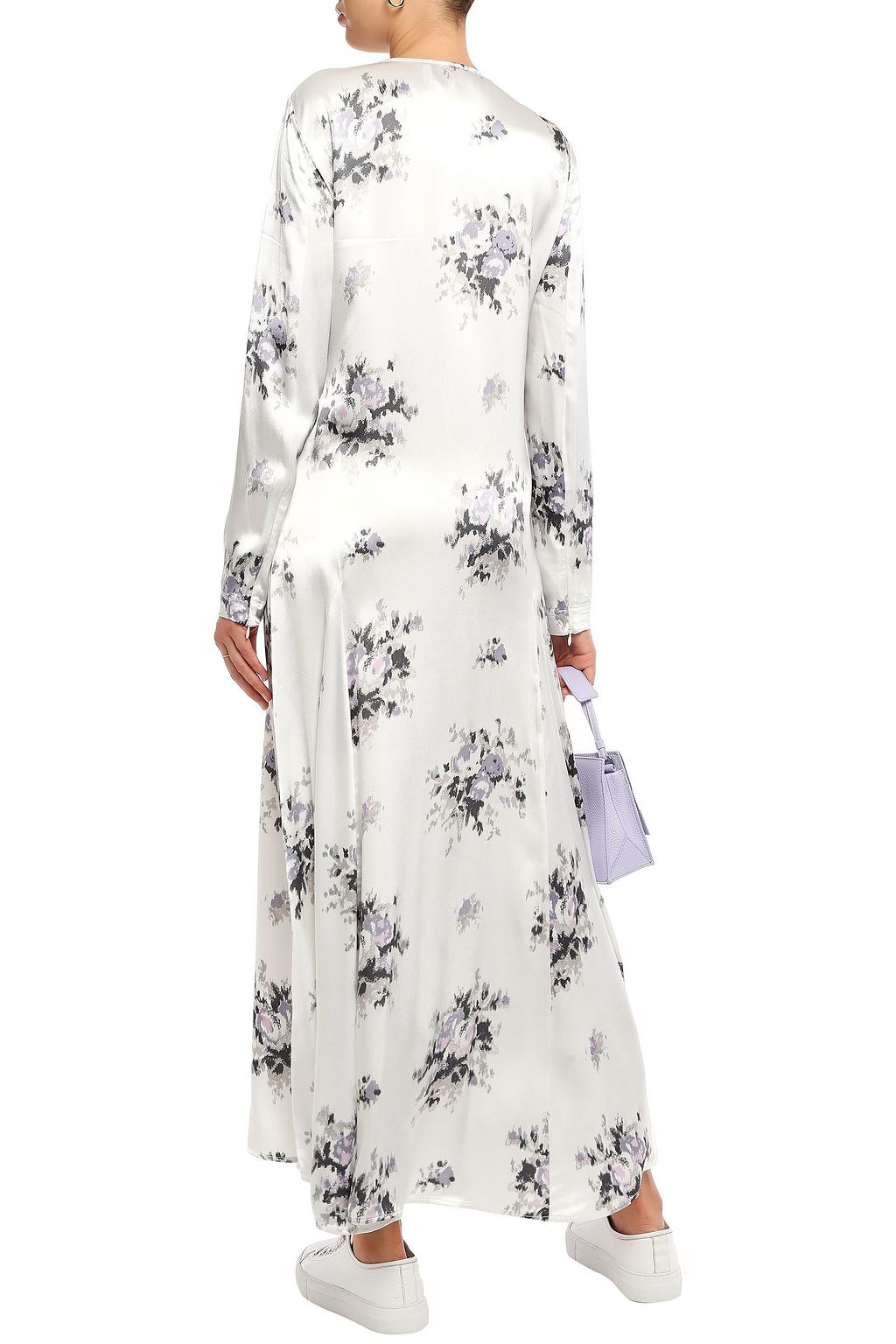 GANNI Cameron fluted printed satin maxi dress