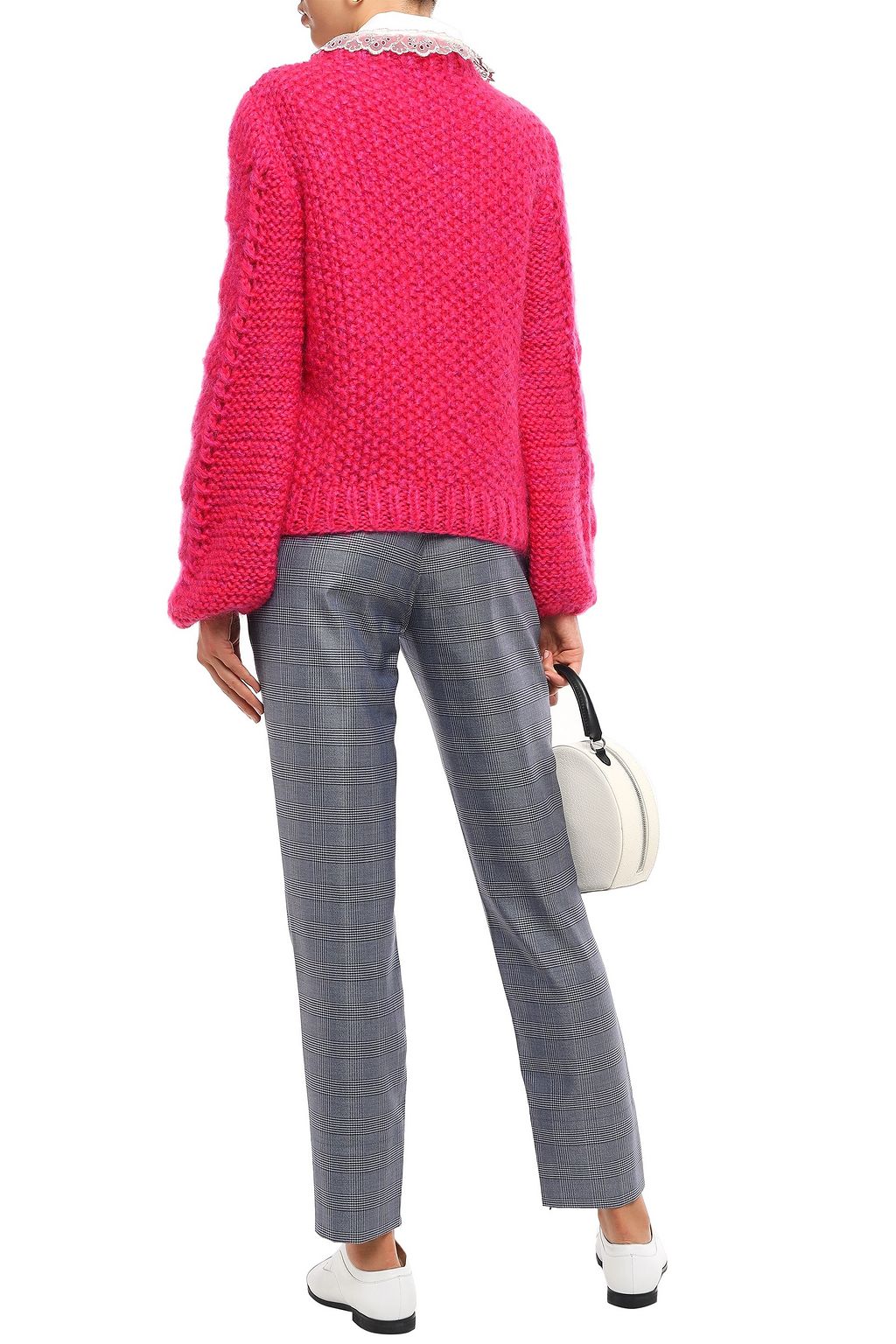 GANNI Merkel Prince of Wales checked silk and wool-blend straight-leg pants