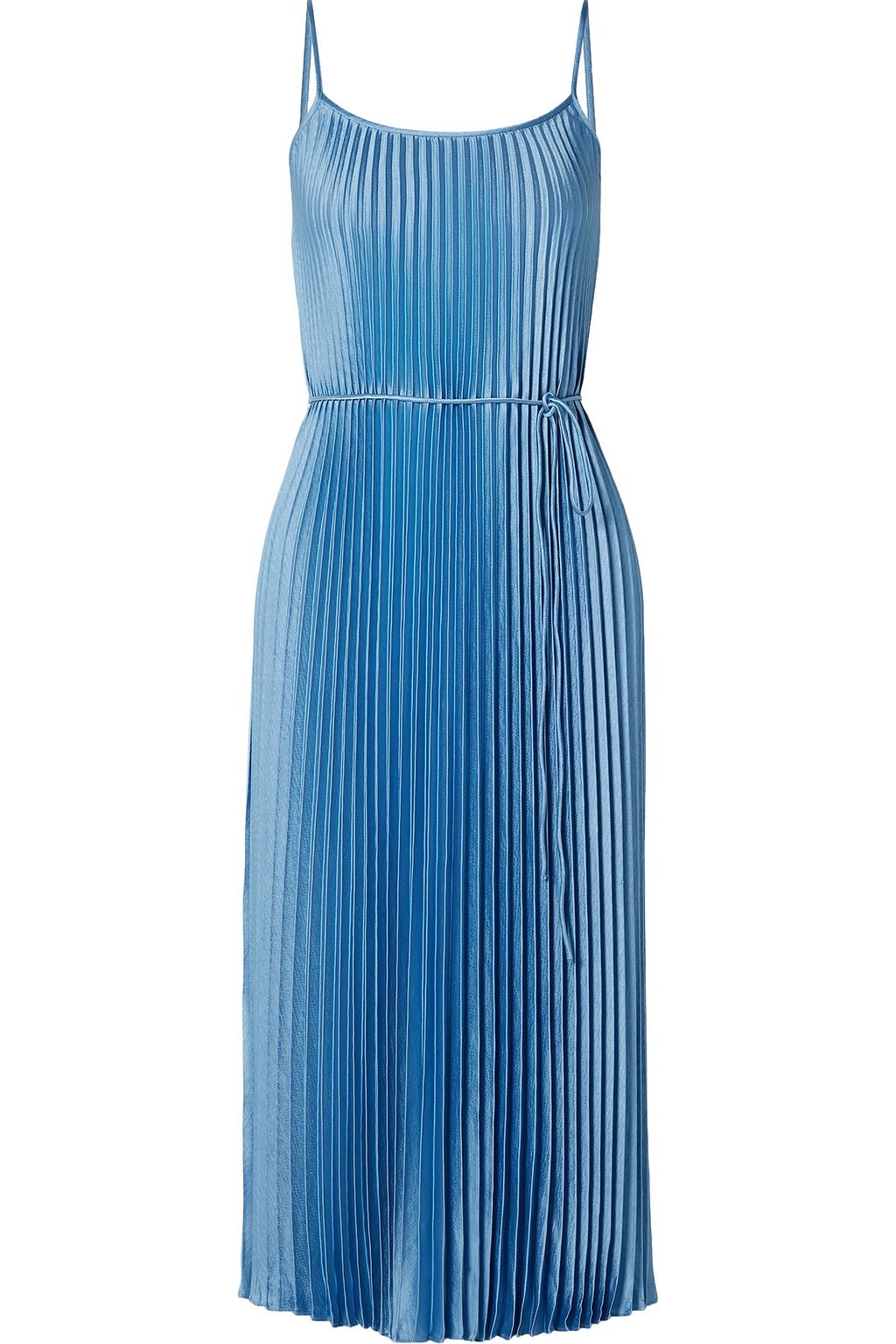 blue pleated dress