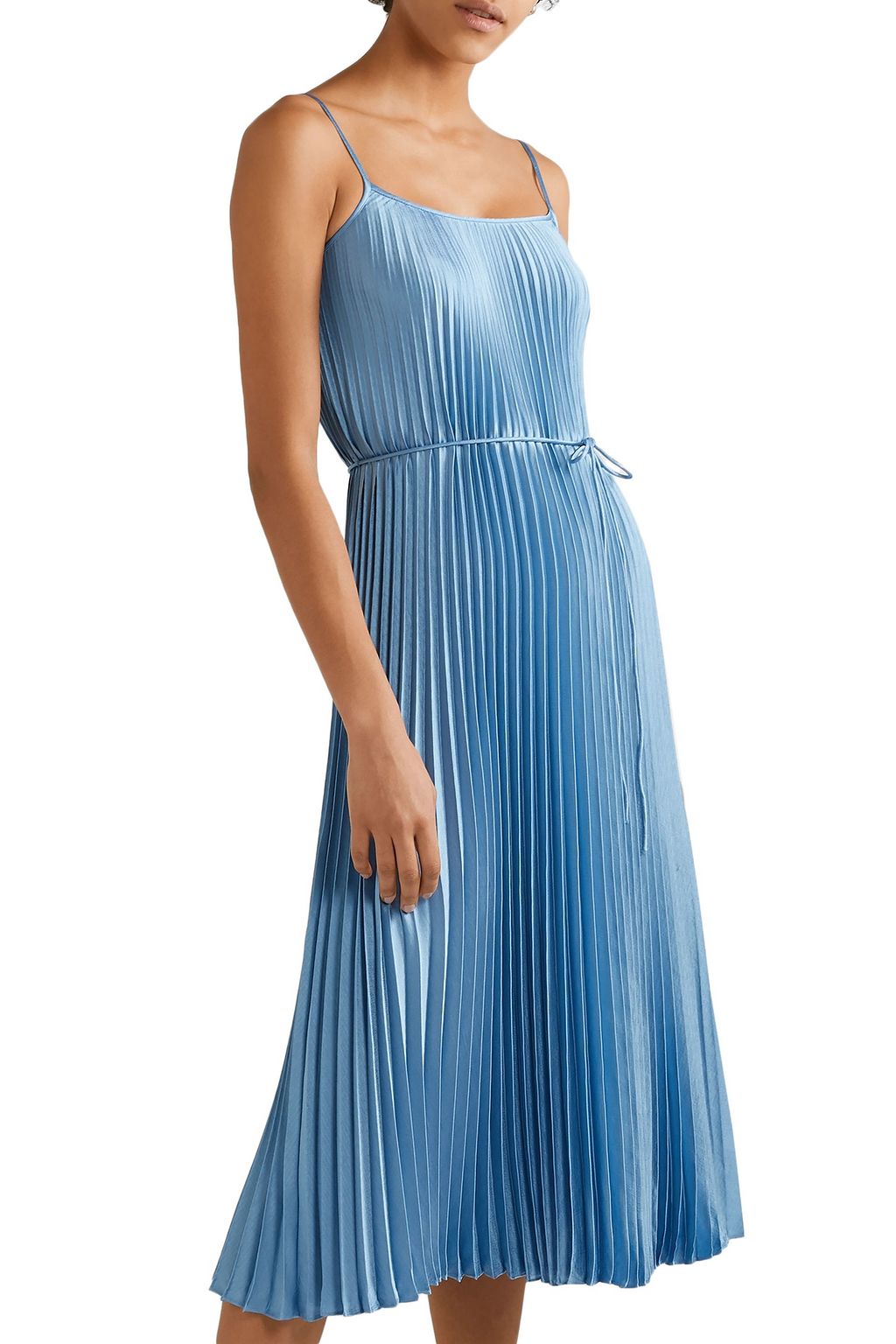vince pleated satin slip dress