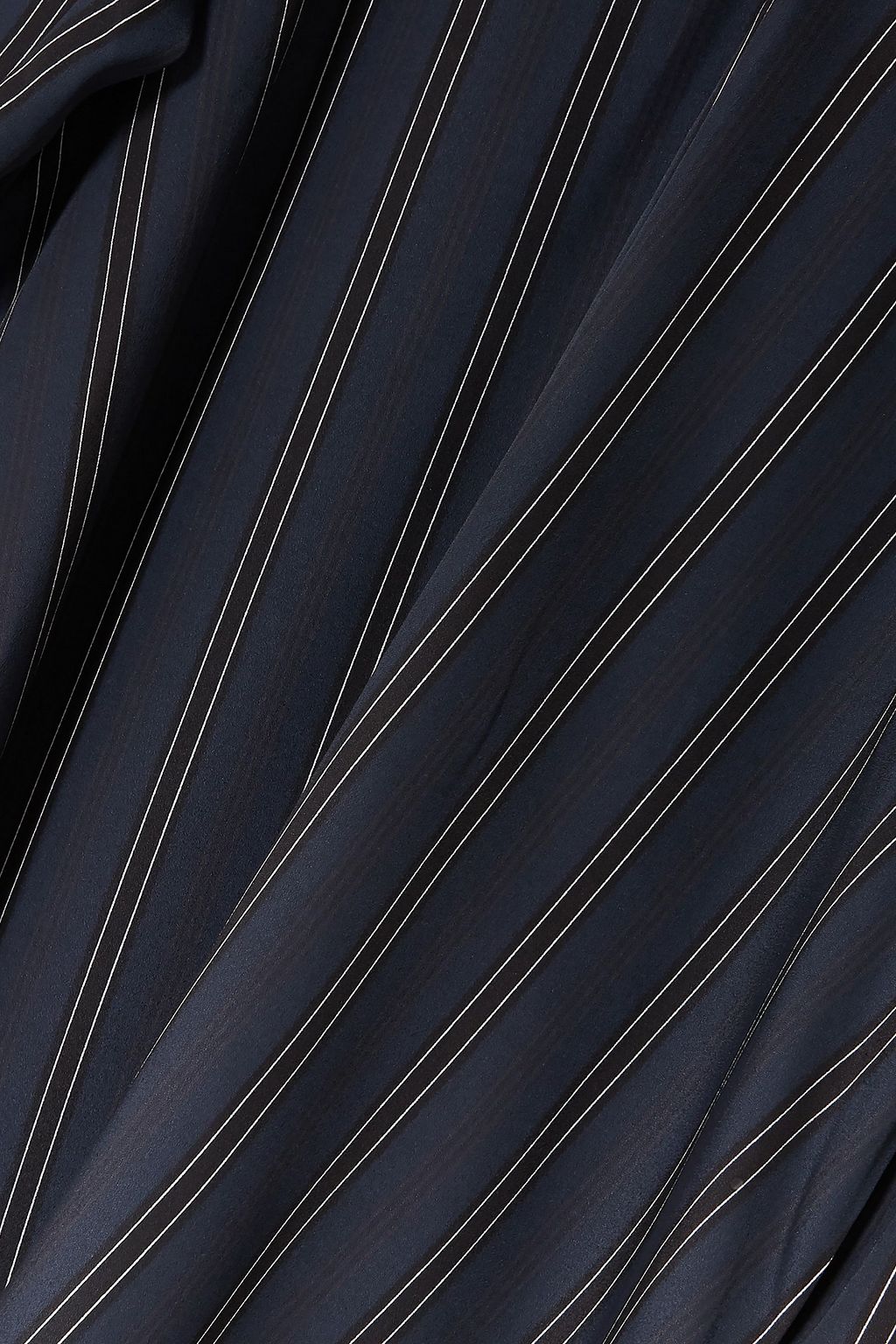 VINCE. Belted striped crepe de chine midi dress