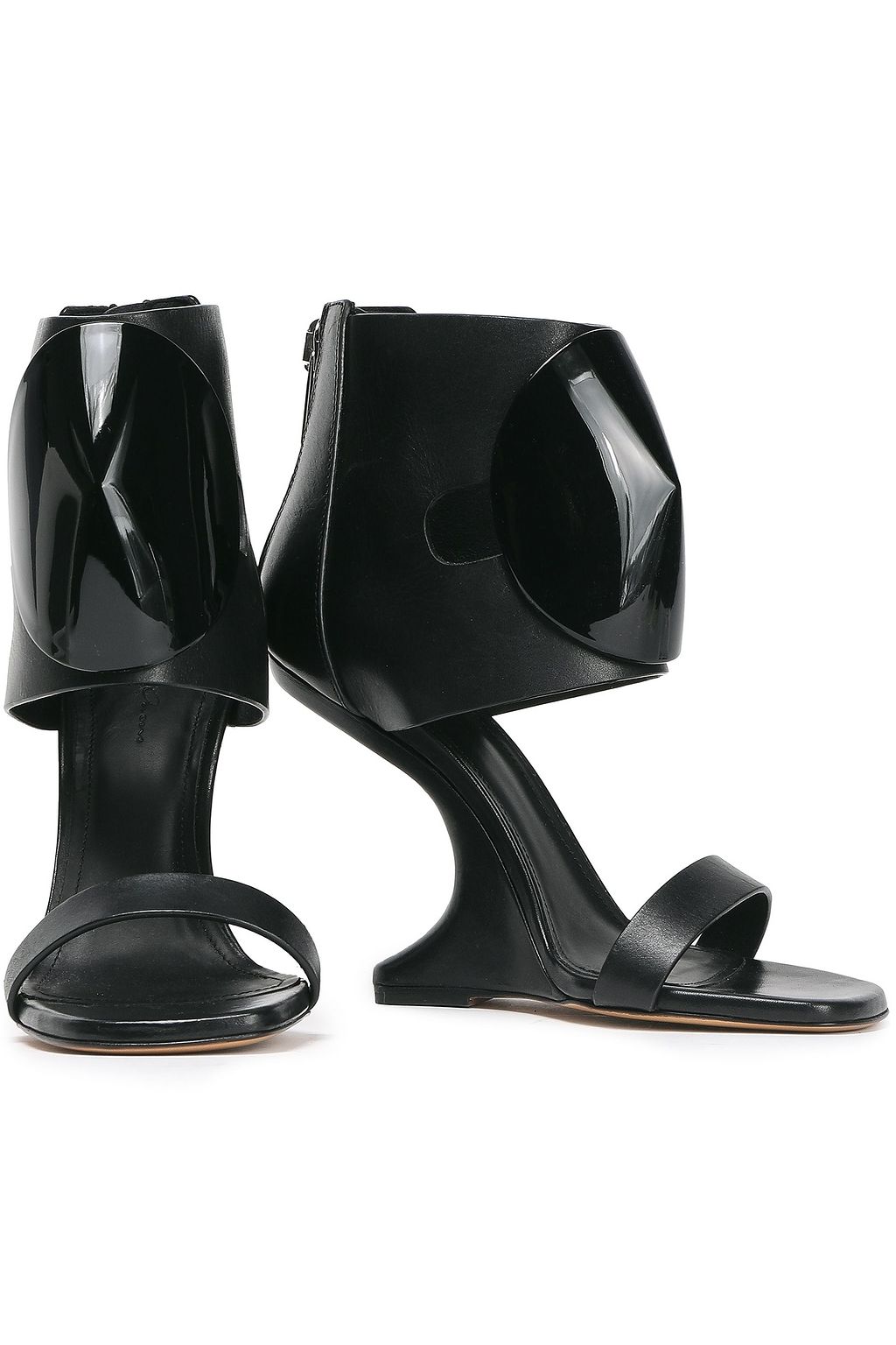 RICK OWENS Cutout leather wedge sandals