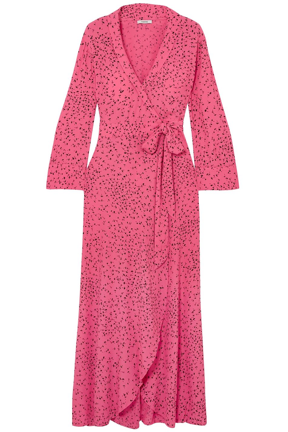 Ganni Barra Crepe Wrap Dress Sale ...