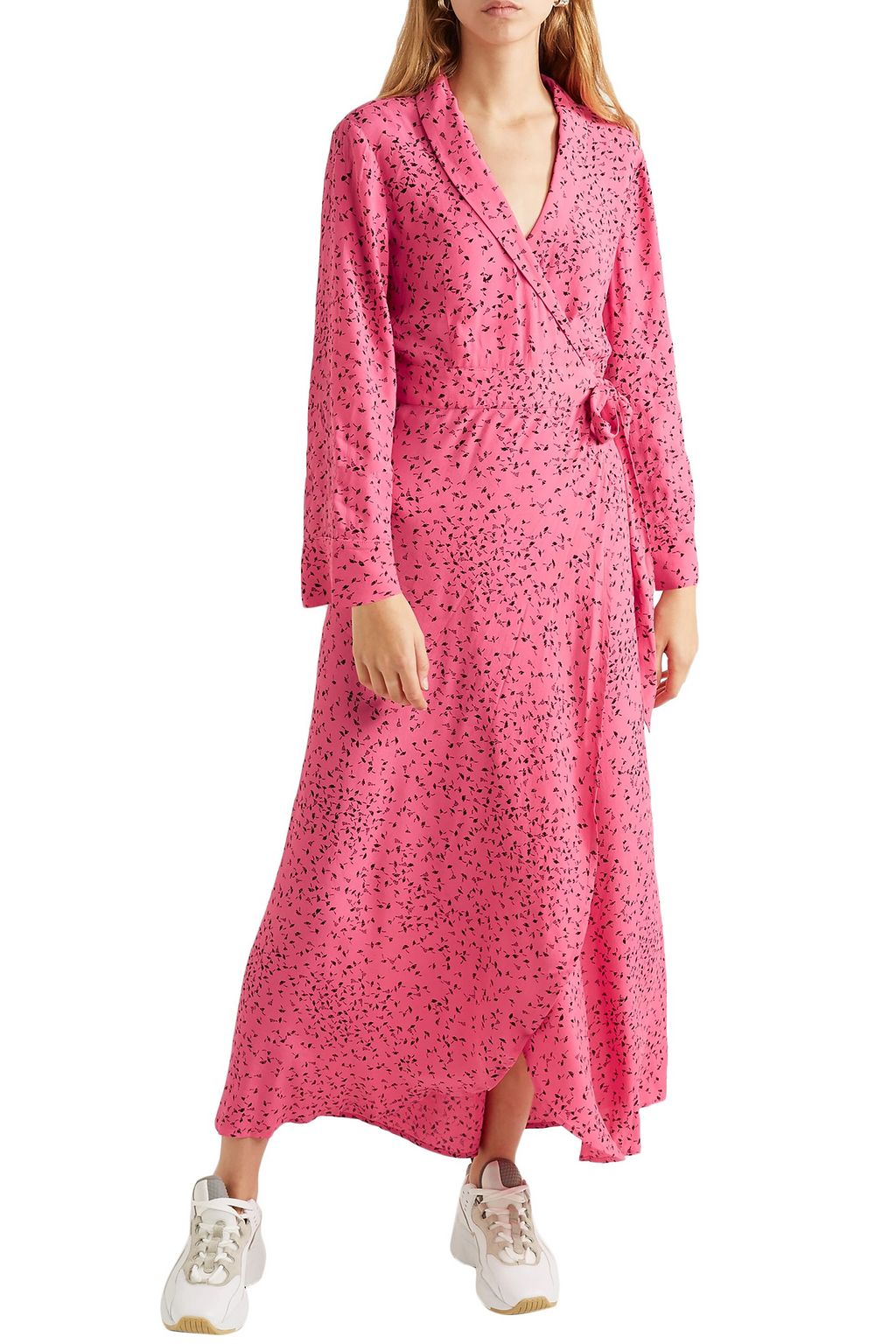 ganni barra crepe dress pink
