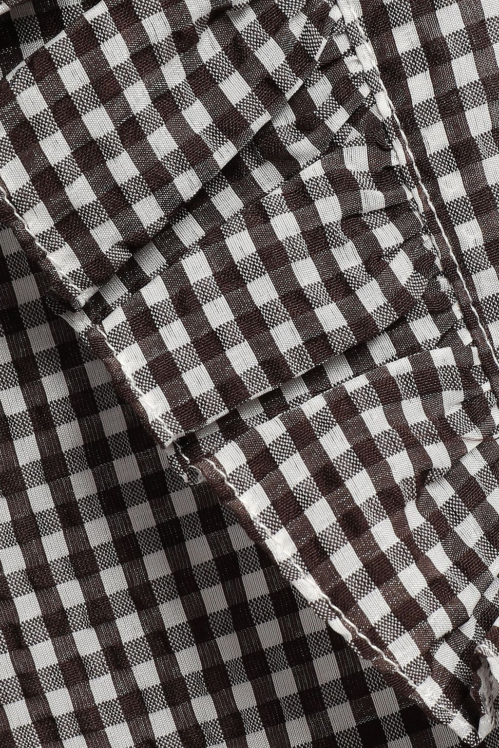 GANNI Charron Ganache gingham cotton-blend seersucker midi wrap dress