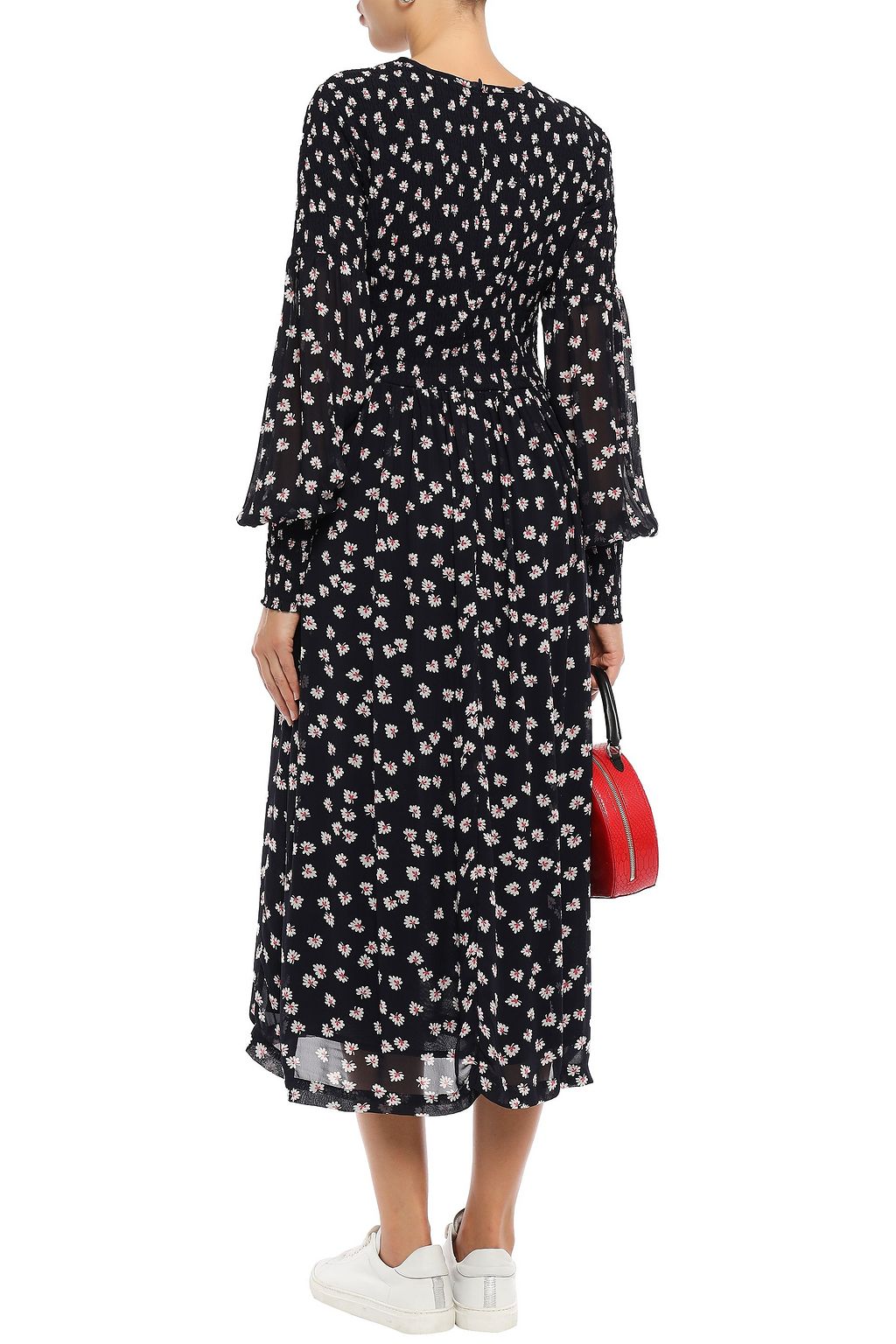 GANNI Rometty shirred floral-print georgette dress