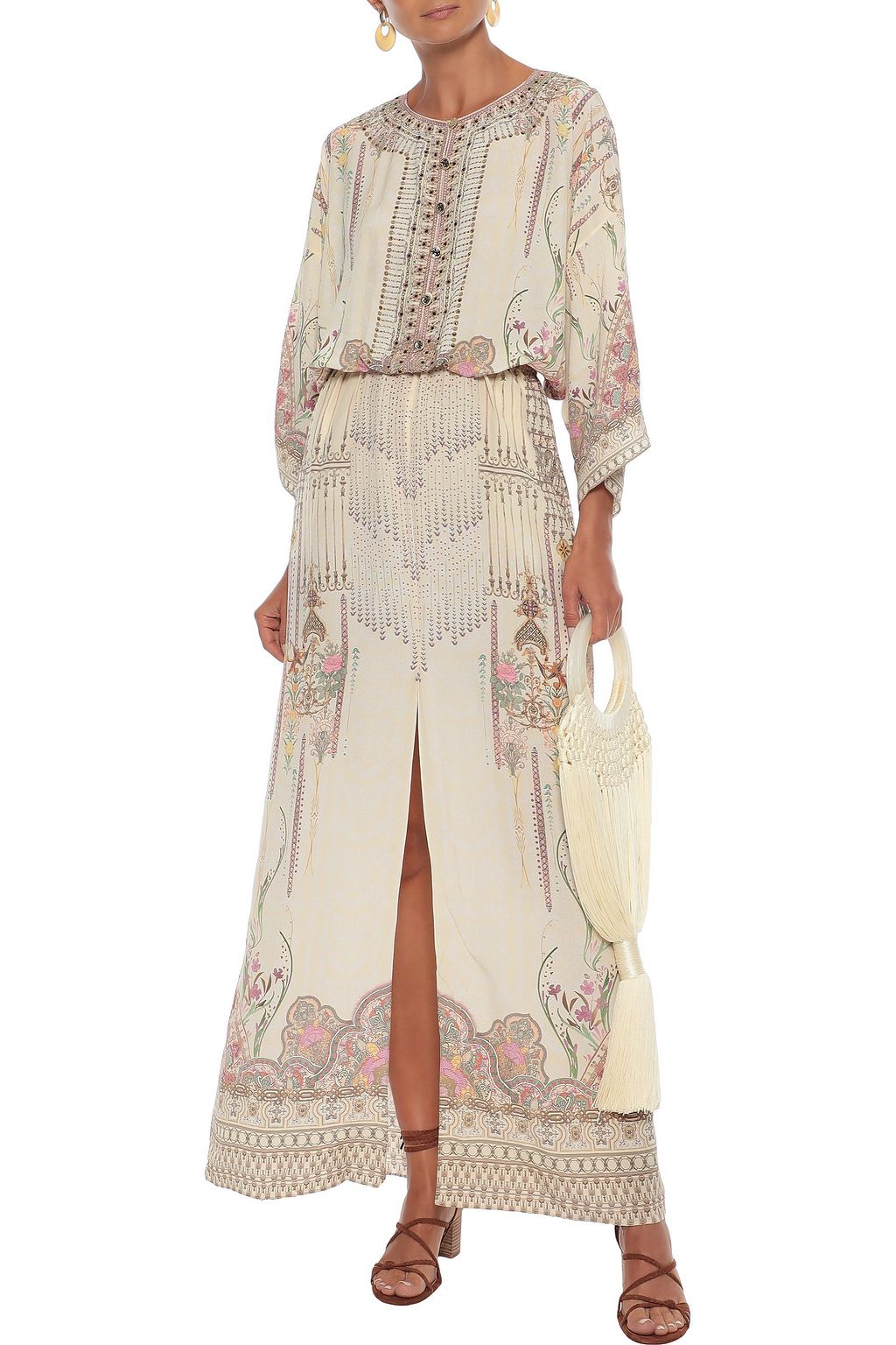 CAMILLA Crystal-embellished printed silk crepe de chine maxi dress