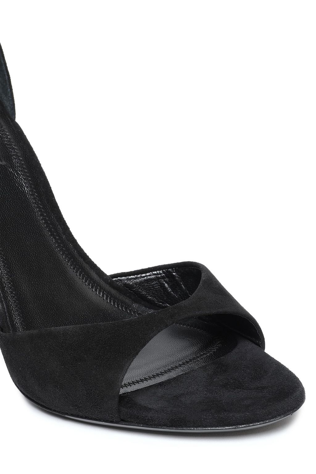 ALEXANDER WANG Cutout silver tone-trimmed suede sandals