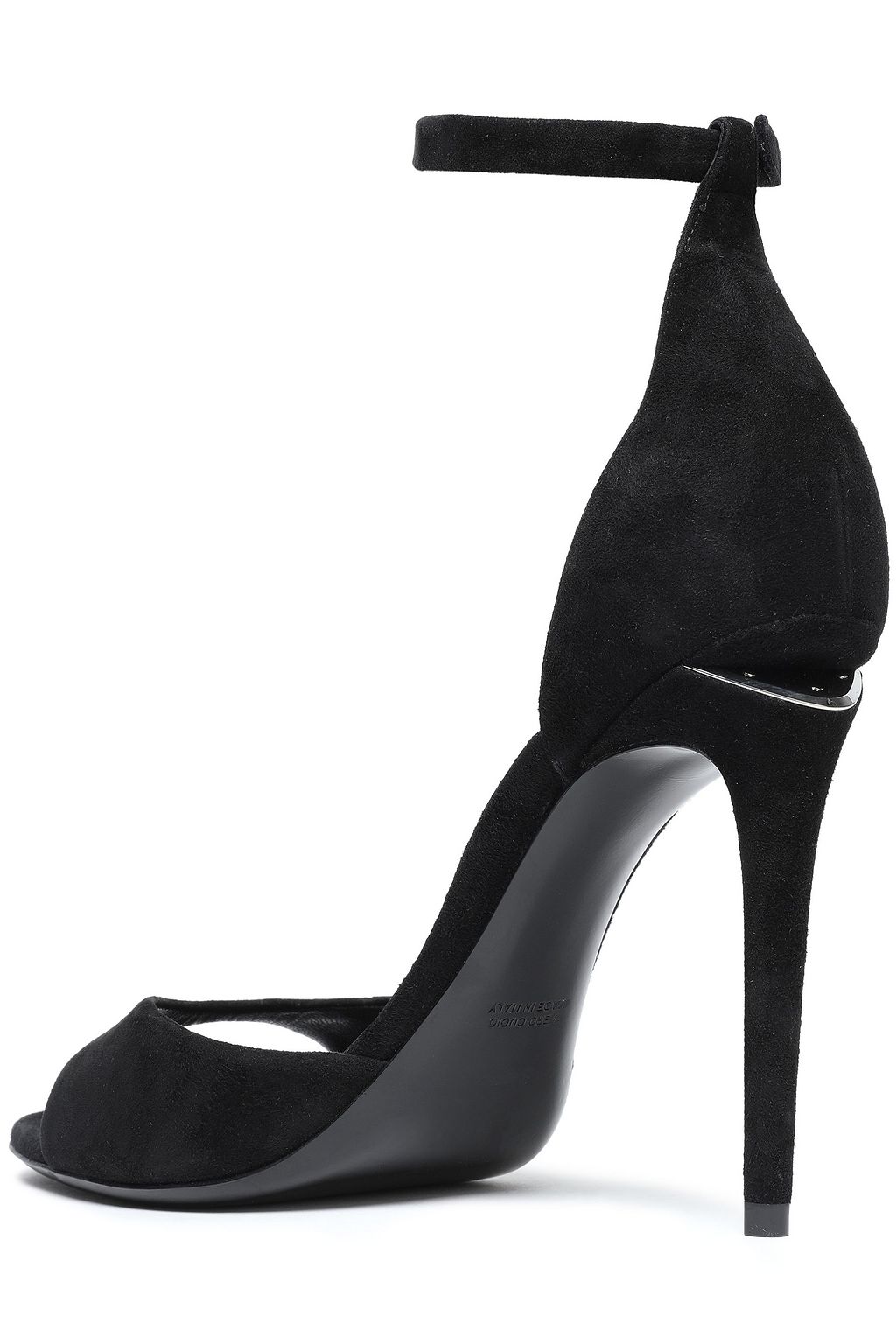ALEXANDER WANG Cutout silver tone-trimmed suede sandals