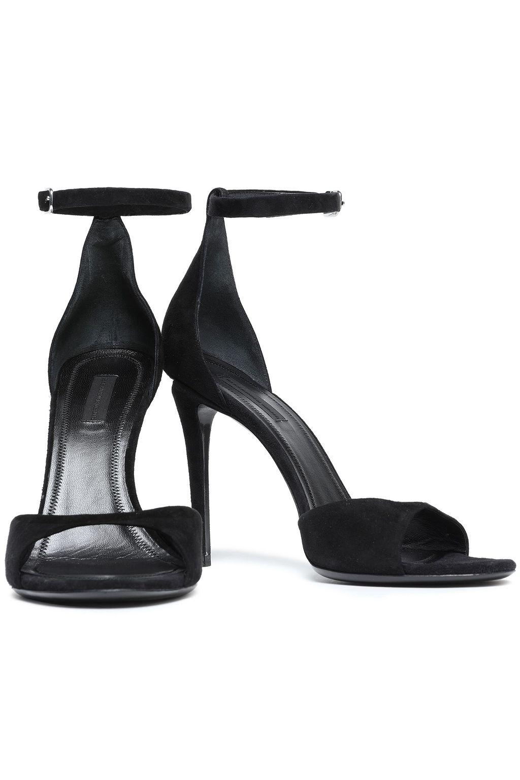 ALEXANDER WANG Cutout silver tone-trimmed suede sandals