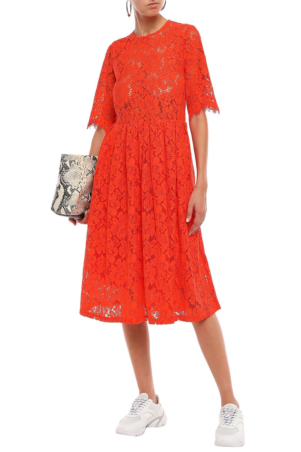 GANNI Jerome pleated corded lace midi dress