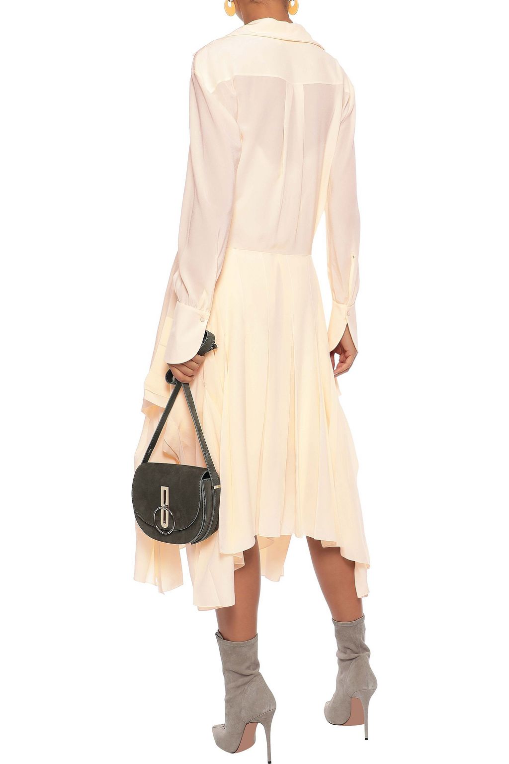CHLOÉ Asymmetric pleated silk-chiffon shirt dress
