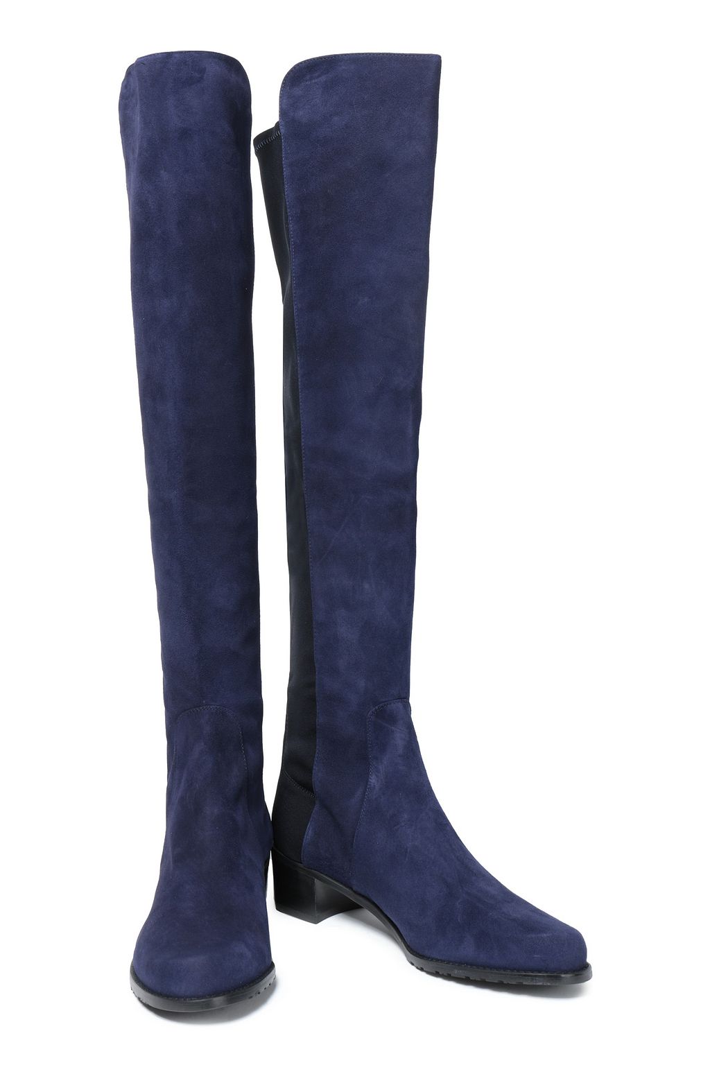 STUART WEITZMAN Jersey-paneled suede knee boots