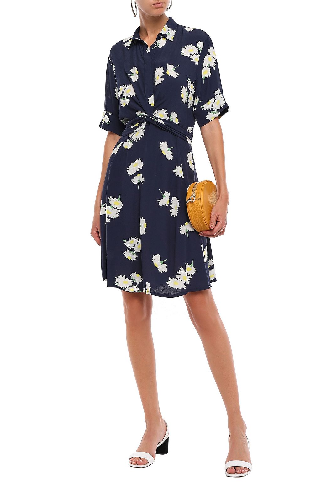 ganni silvery crepe twist dress