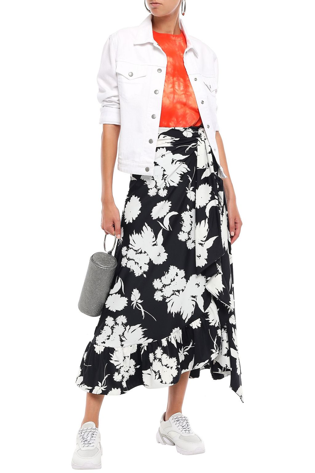 GANNI Alameda floral-print scuba midi wrap skirt