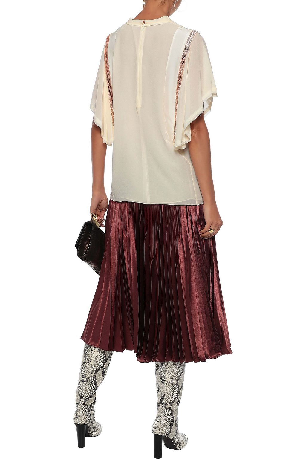 CHLOÉ Crystal-embellished silk-chiffon blouse