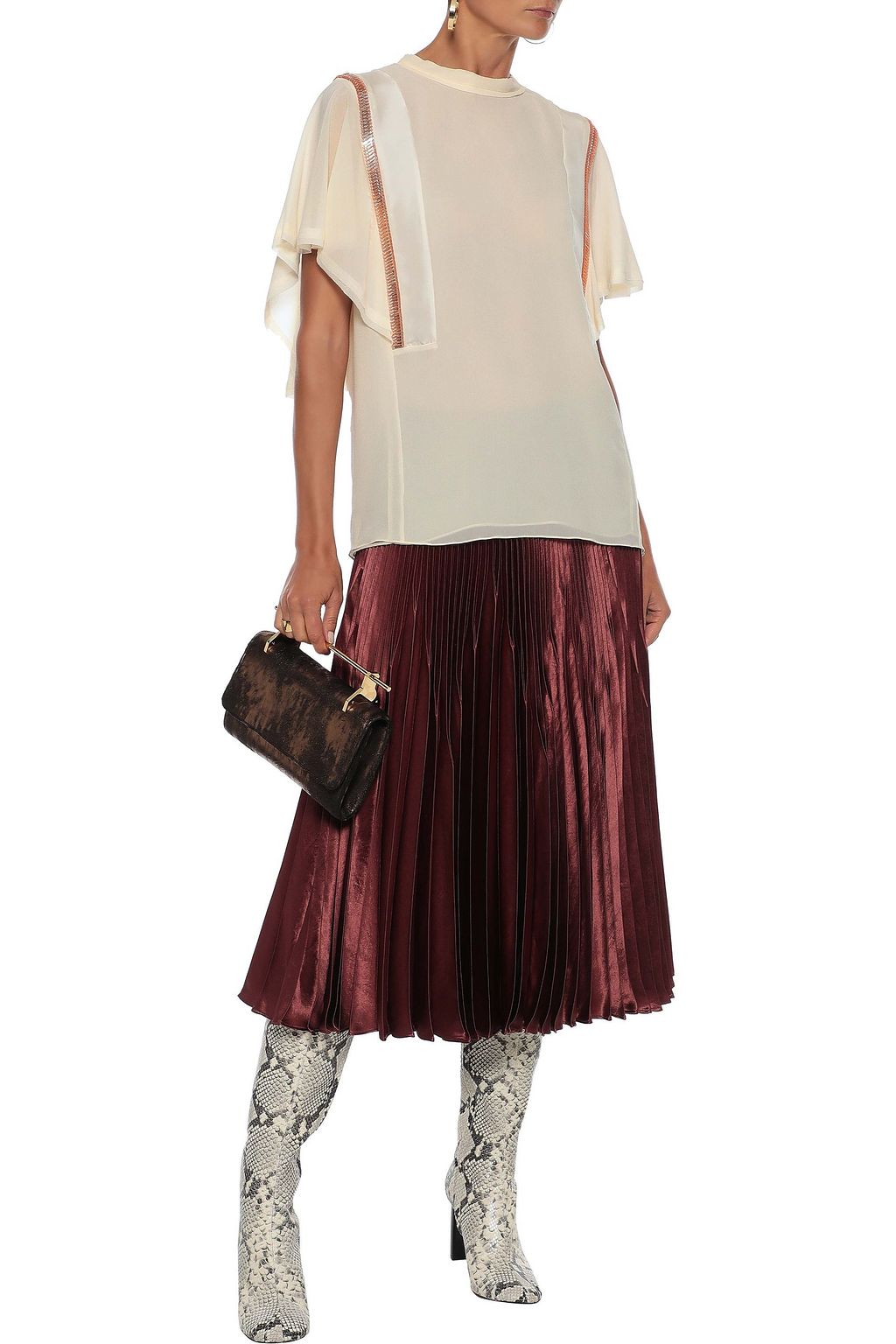 CHLOÉ Crystal-embellished silk-chiffon blouse