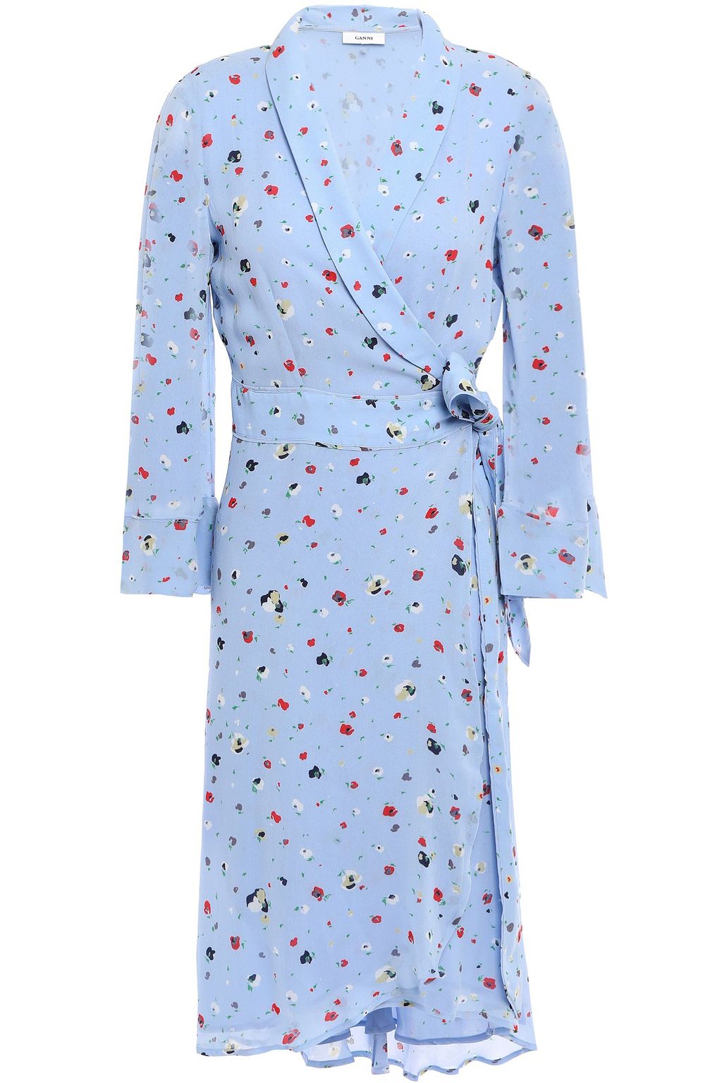 ganni dainty georgette dress blue
