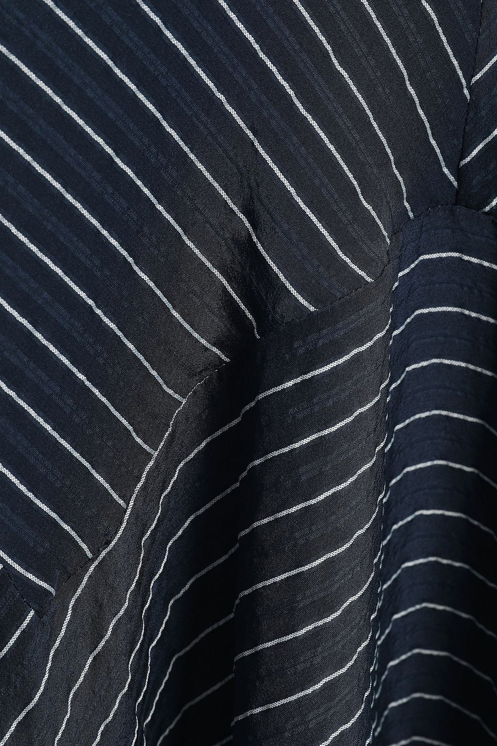 GANNI Lynch asymmetric striped silk-blend seersucker midi skirt