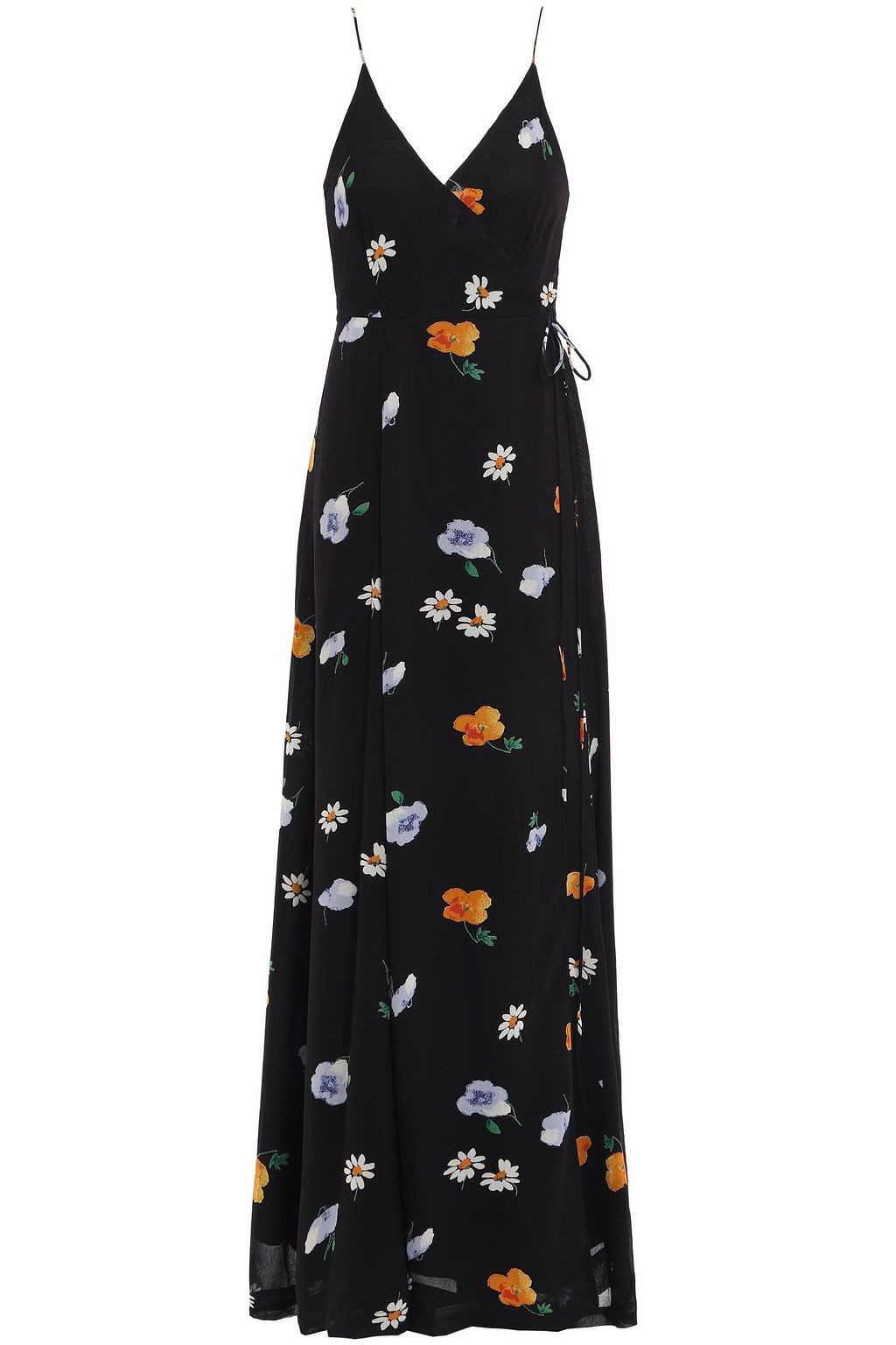 ganni black wrap dress