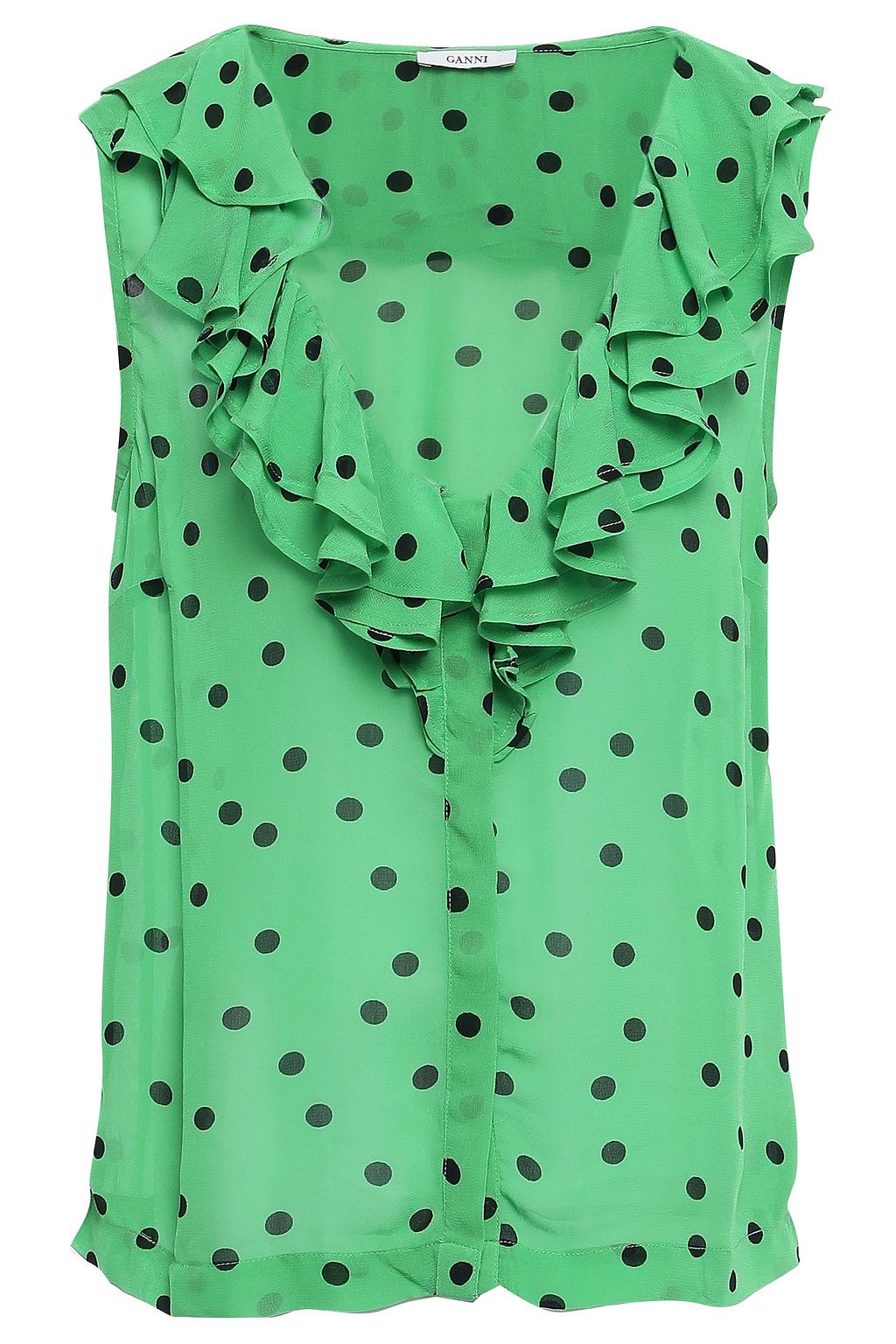 ganni green polka dot dress