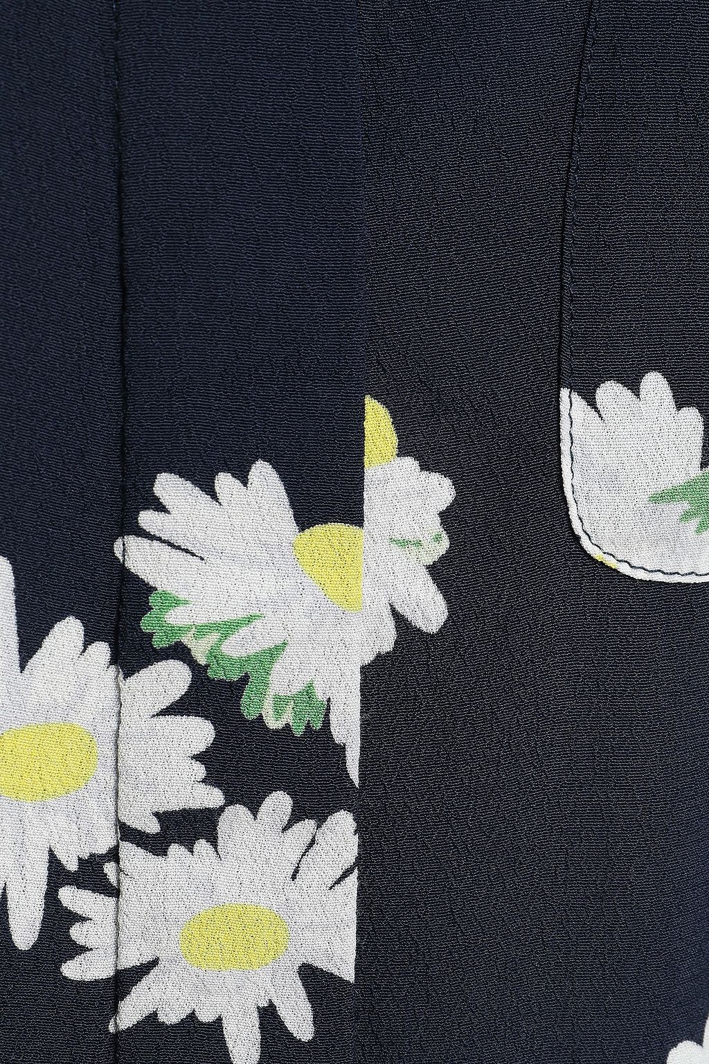 GANNI Silvery floral-print crepe shirt