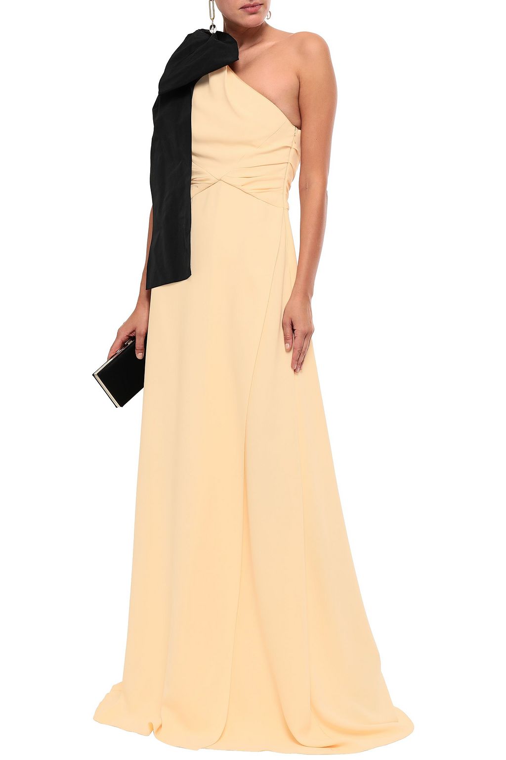 ROCHAS Bow-embellished one-shoulder twist-front crepe gown