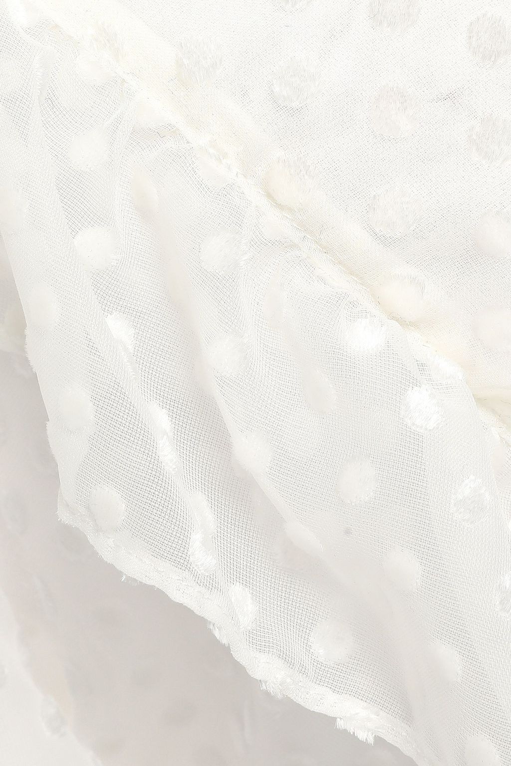 GANNI Jasmine ruffled Swiss-dot gauze midi wrap dress