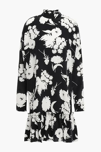 ganni black floral dress