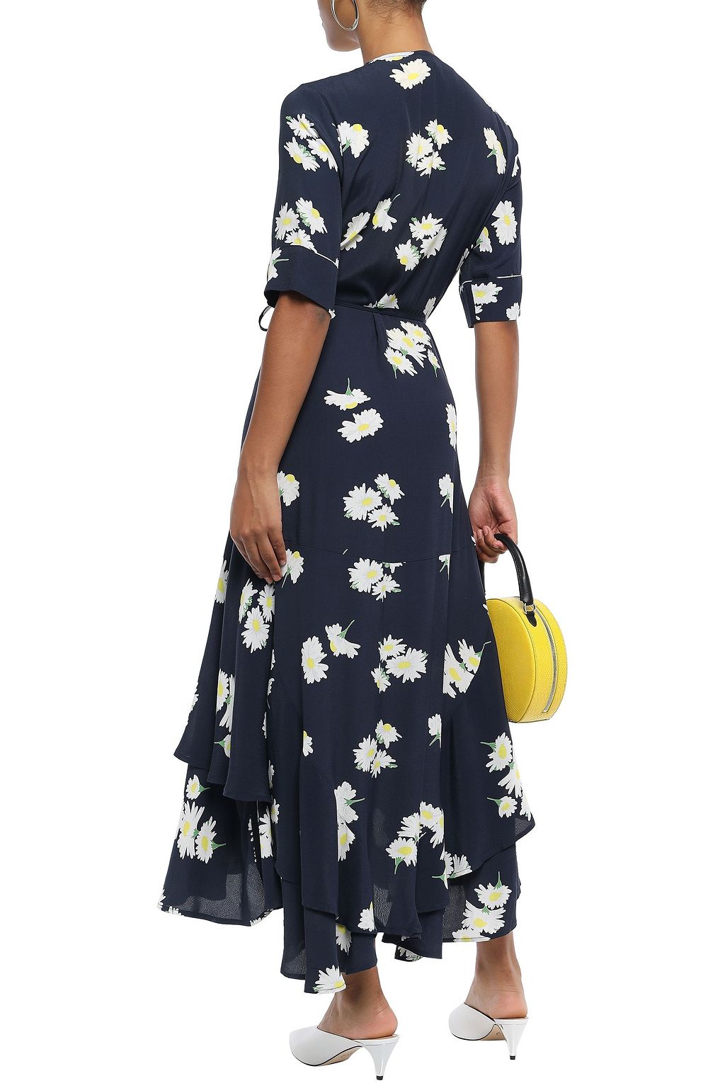 GANNI Total Eclipse floral-print crepe de chine midi wrap dress