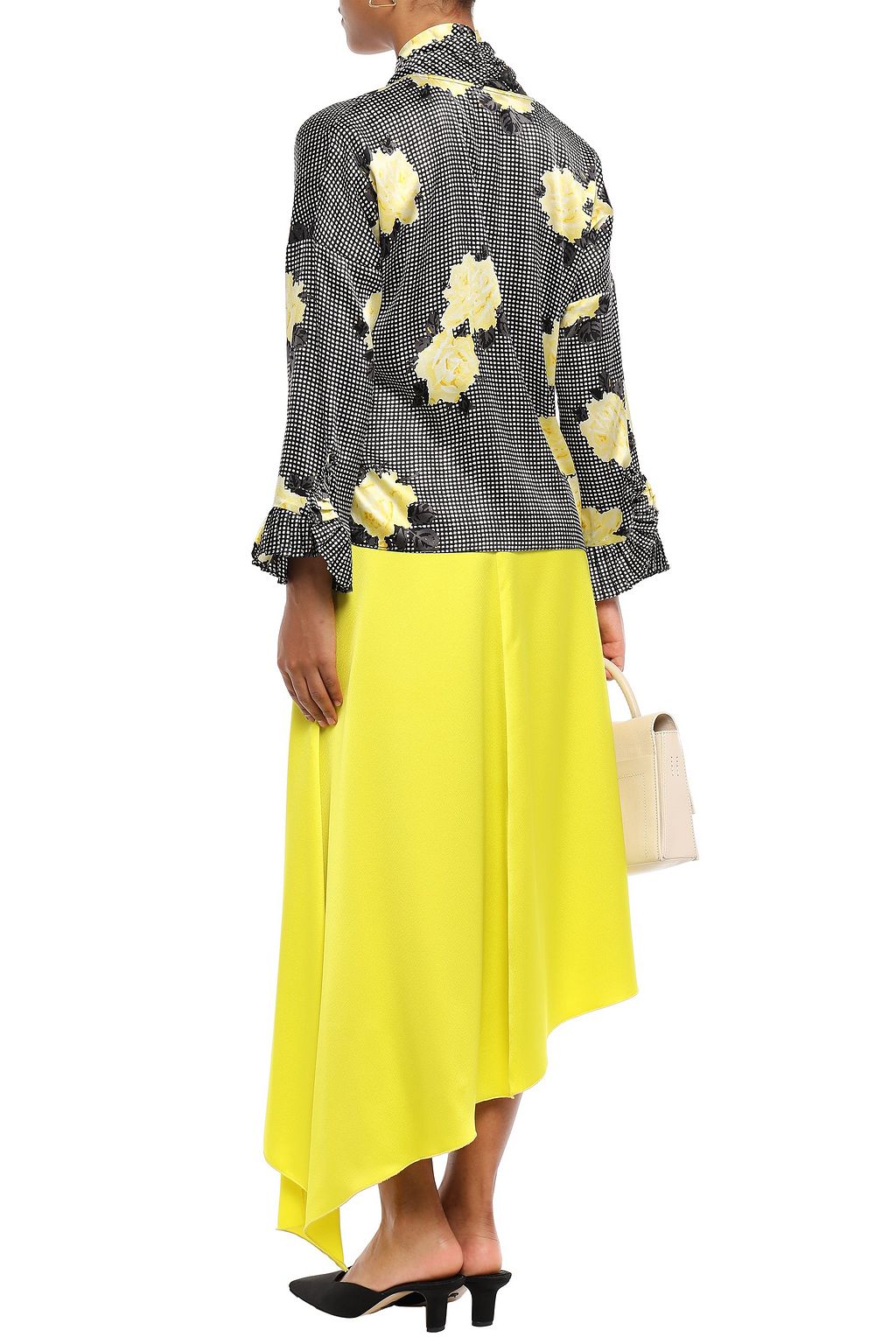 GANNI Pussy-bow leopard-print silk-blend satin blouse