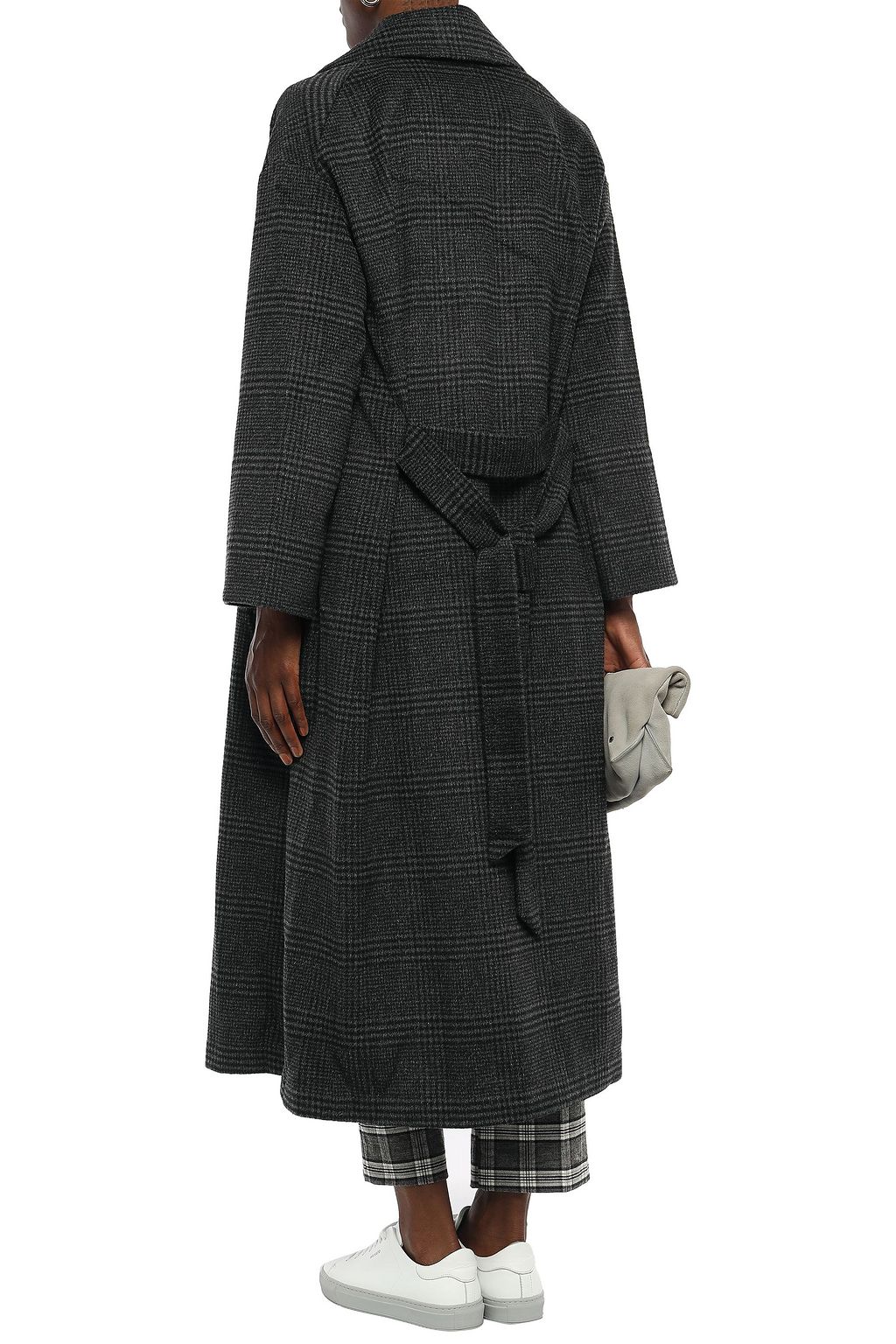 GANNI Woodside Prince of Wales checked brushed wool-blend coat