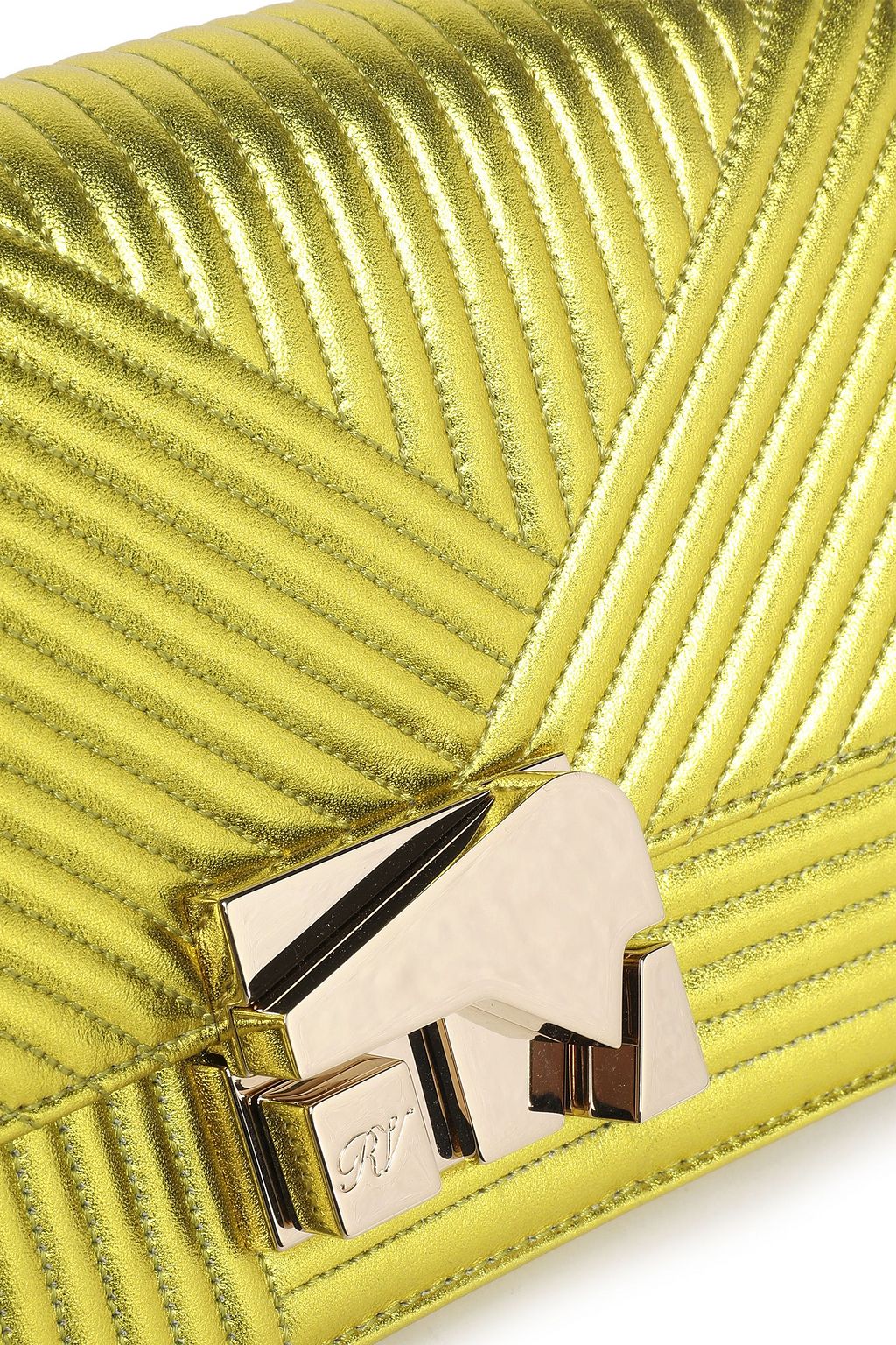 ROGER VIVIER Metallic matelassé leather clutch