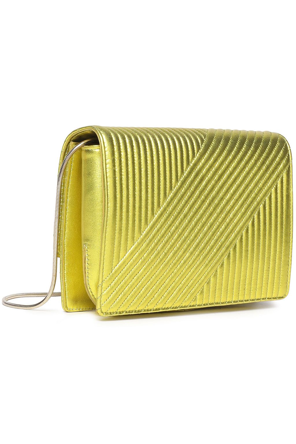 ROGER VIVIER Metallic matelassé leather clutch