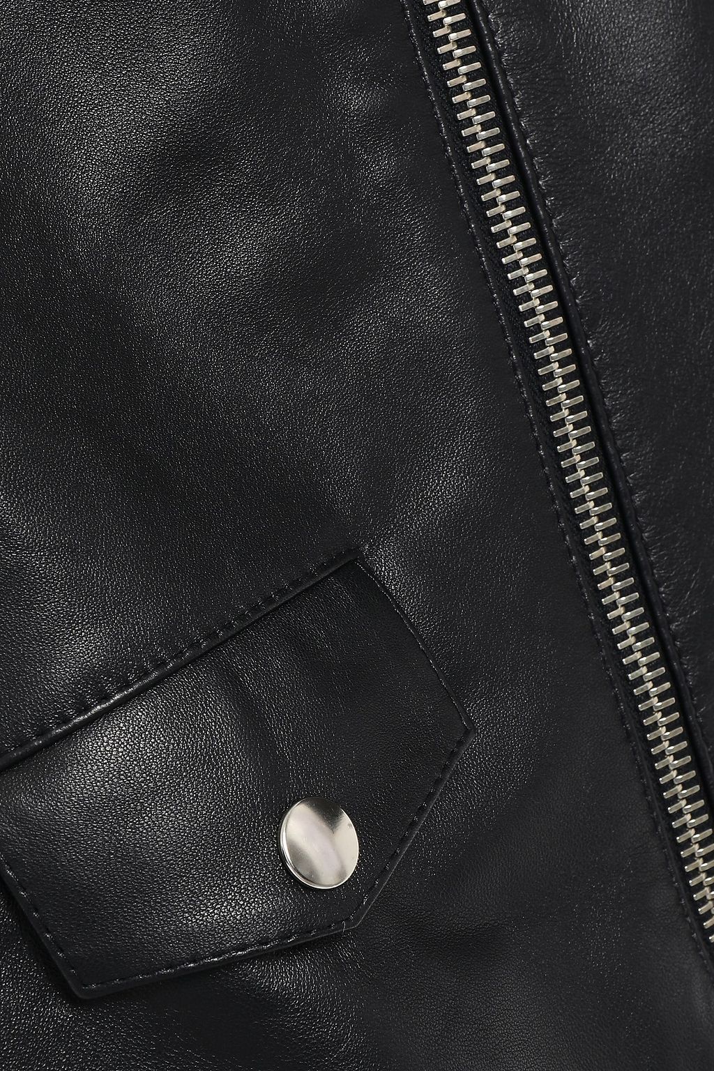 ROKH Zip-detailed cutout leather mini skirt