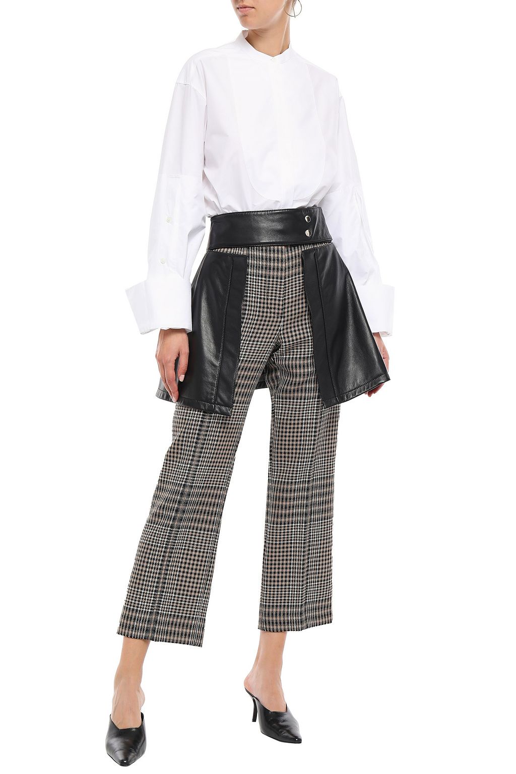 ROKH Zip-detailed cutout leather mini skirt