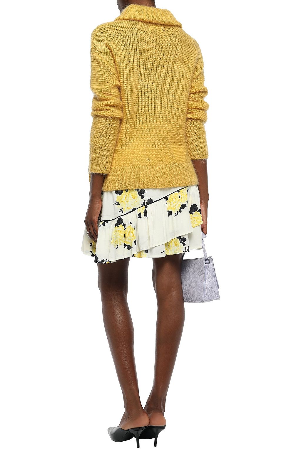 GANNI Layered floral-print crepe mini skirt