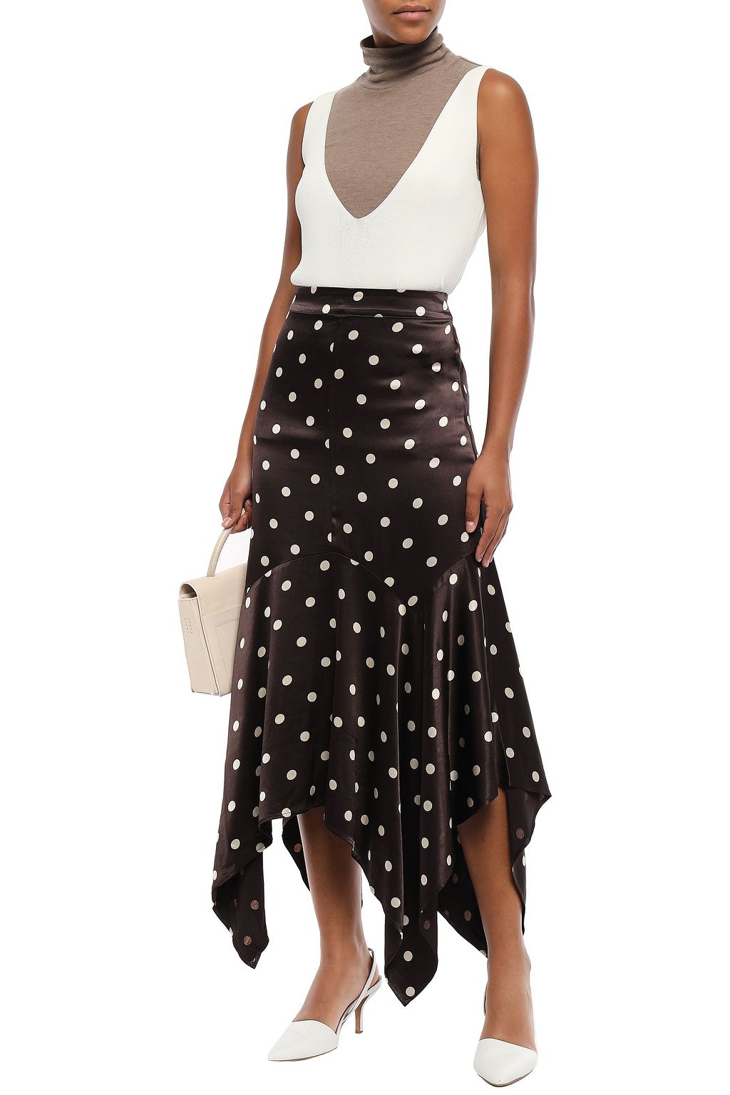 GANNI Floral-print satin midi skirt