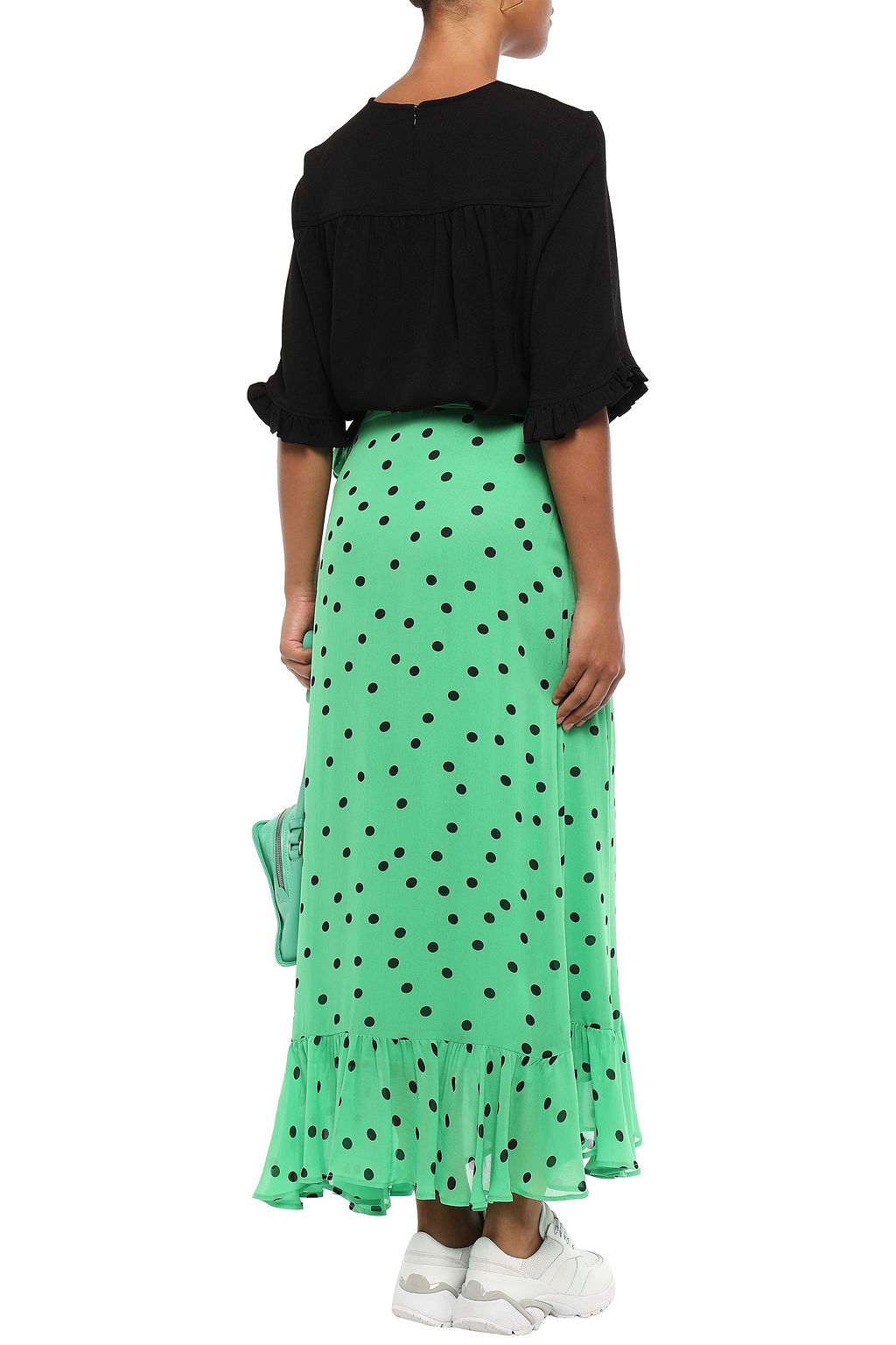 polka dot midi wrap skirt