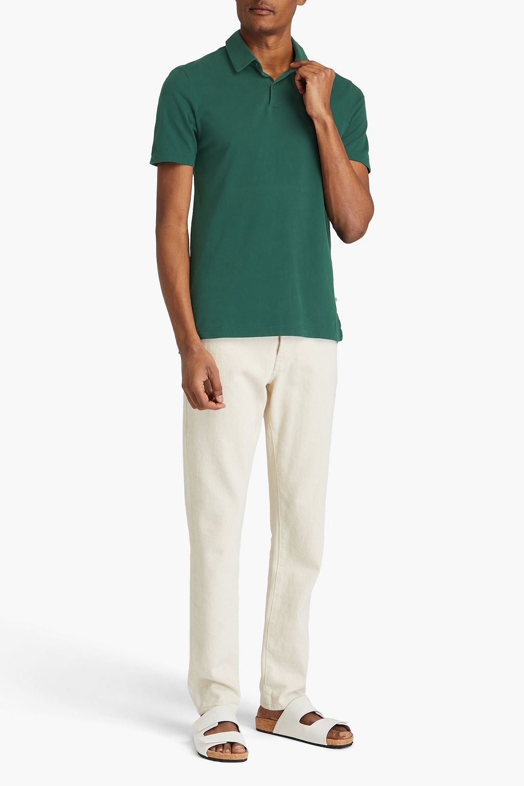 JAMES PERSE Embroidered Supima cotton-jersey polo shirt