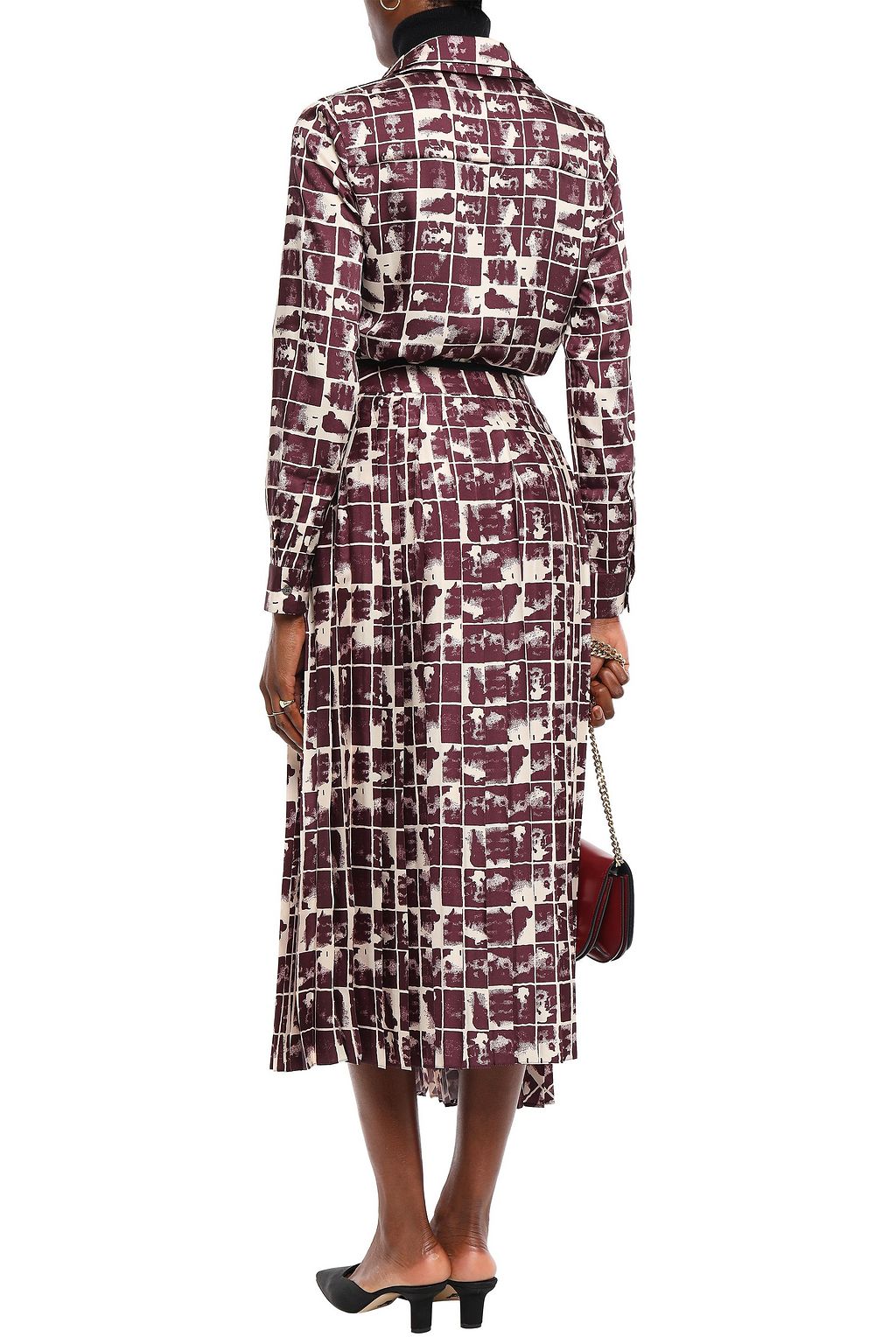 VICTORIA, VICTORIA BECKHAM Pleated pritned twill midi skirt
