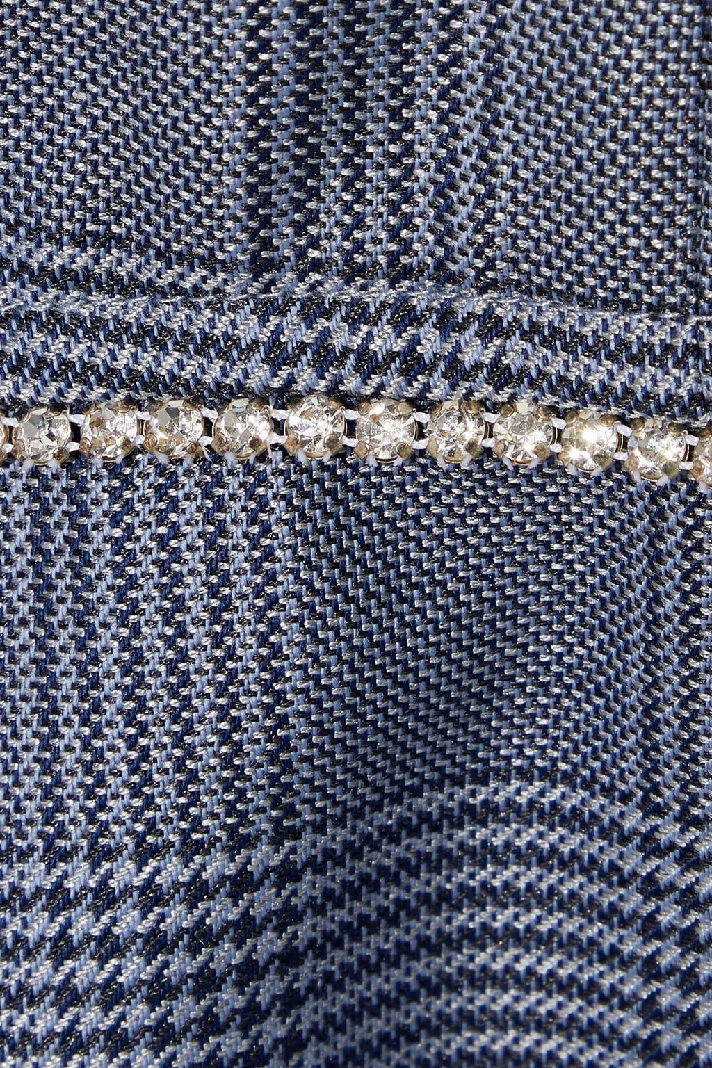 GANNI Merkel crystal-embellished Prince of Wales checked silk and wool-blend midi skirt