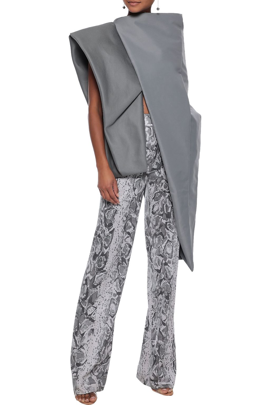 RICK OWENS Asymmetric layered cotton and shell top